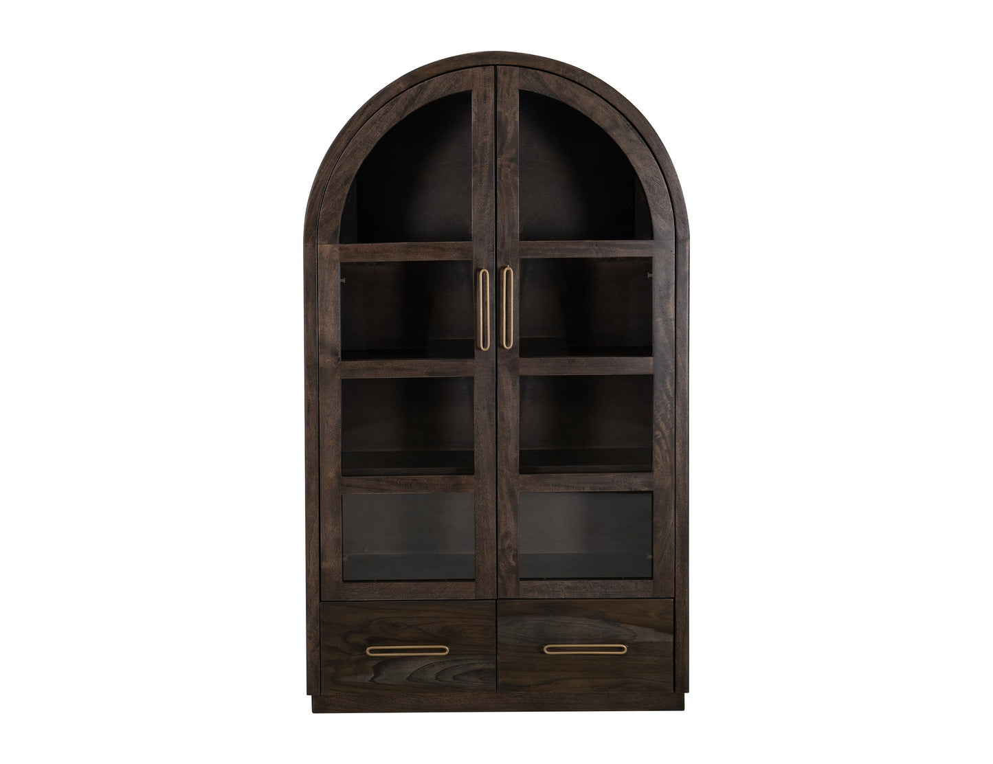 2 Drawer & 2 Glass Doors, Cabinet - Oil Black