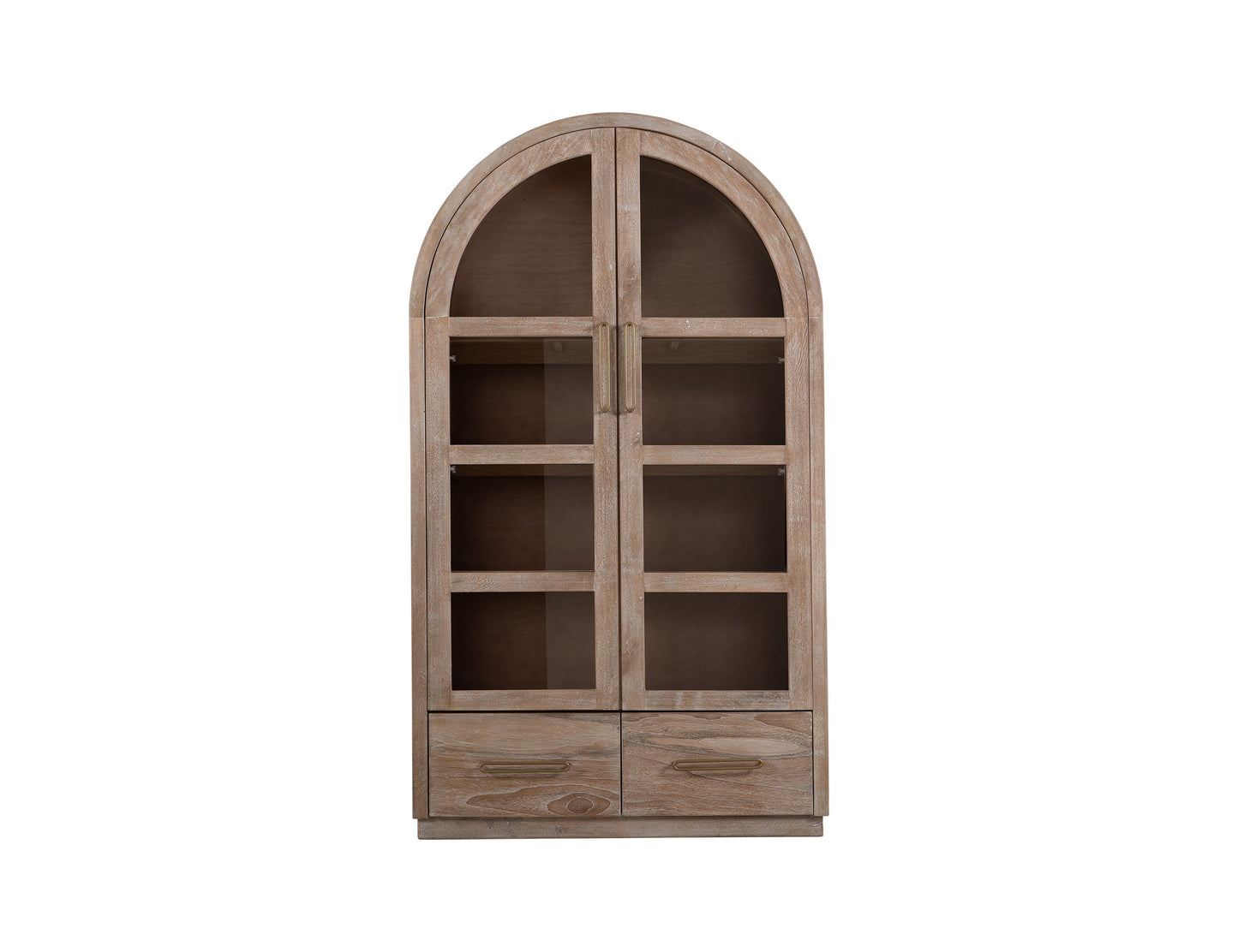 2 Drawer & 2 Glass Doors, Cabinet - Ivory White