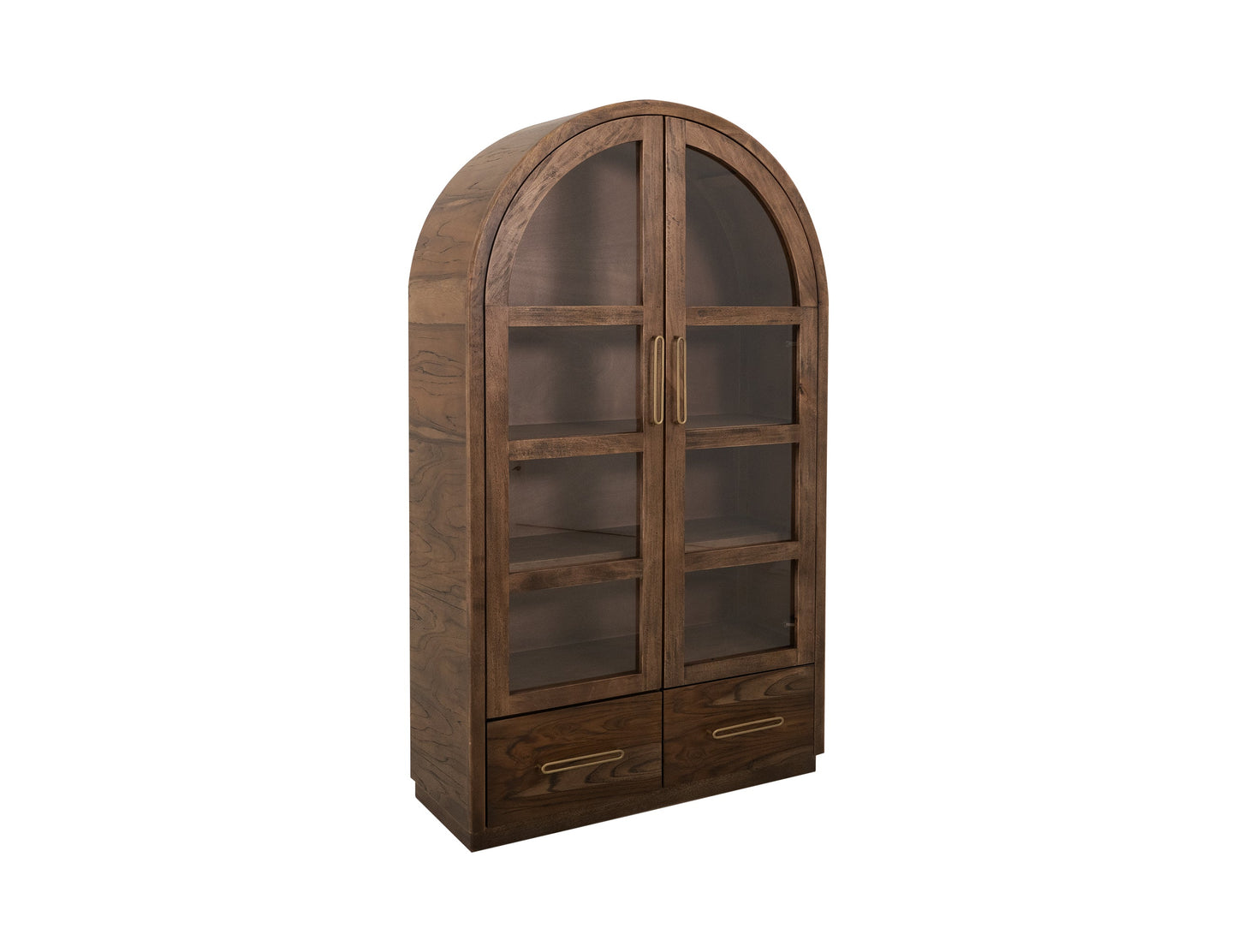2 Drawer & 2 Glass Doors, Cabinet - Almond And Barrel Brown