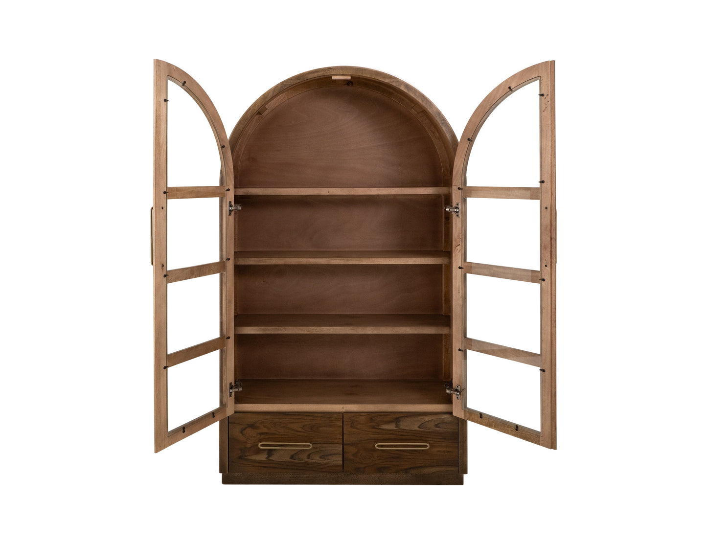 2 Drawer & 2 Glass Doors, Cabinet - Almond And Barrel Brown