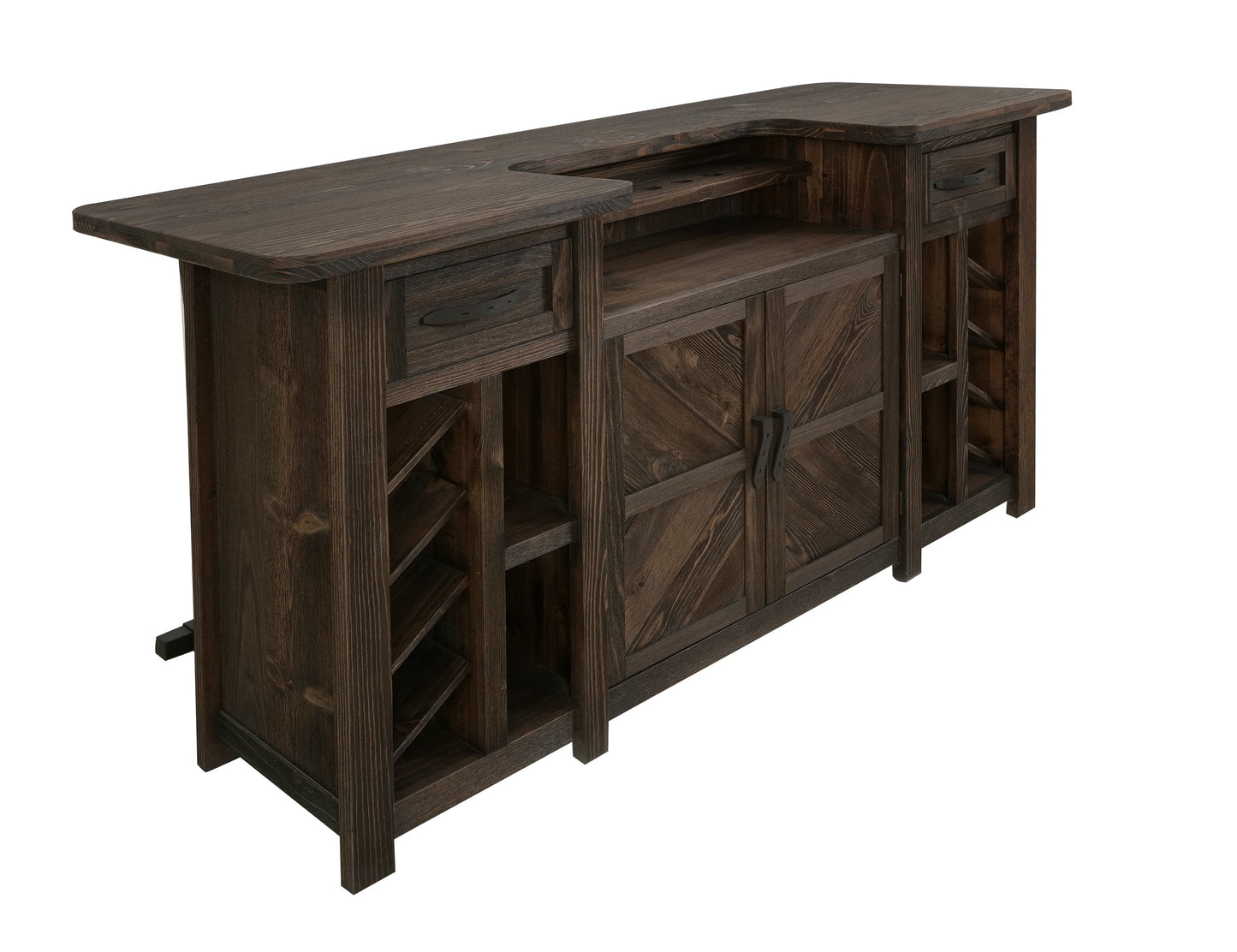 2 Drawer, 2 Door, Bar - Rookwood Brown