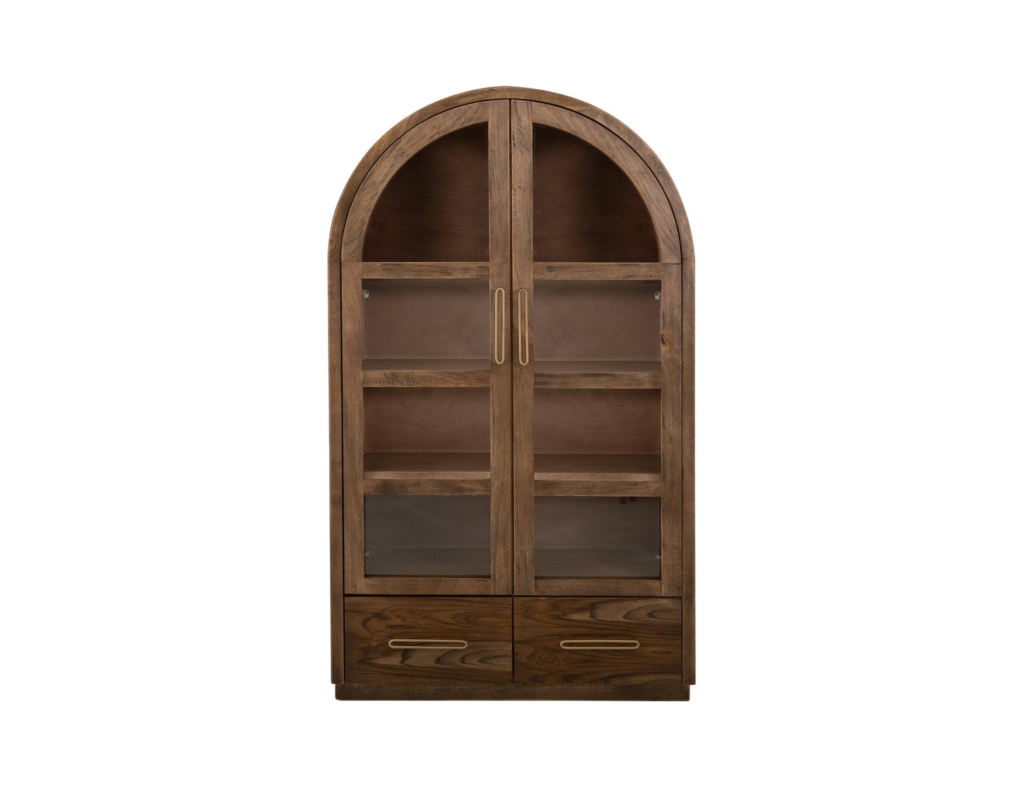 2 Drawer & 2 Glass Doors, Cabinet - Almond And Barrel Brown
