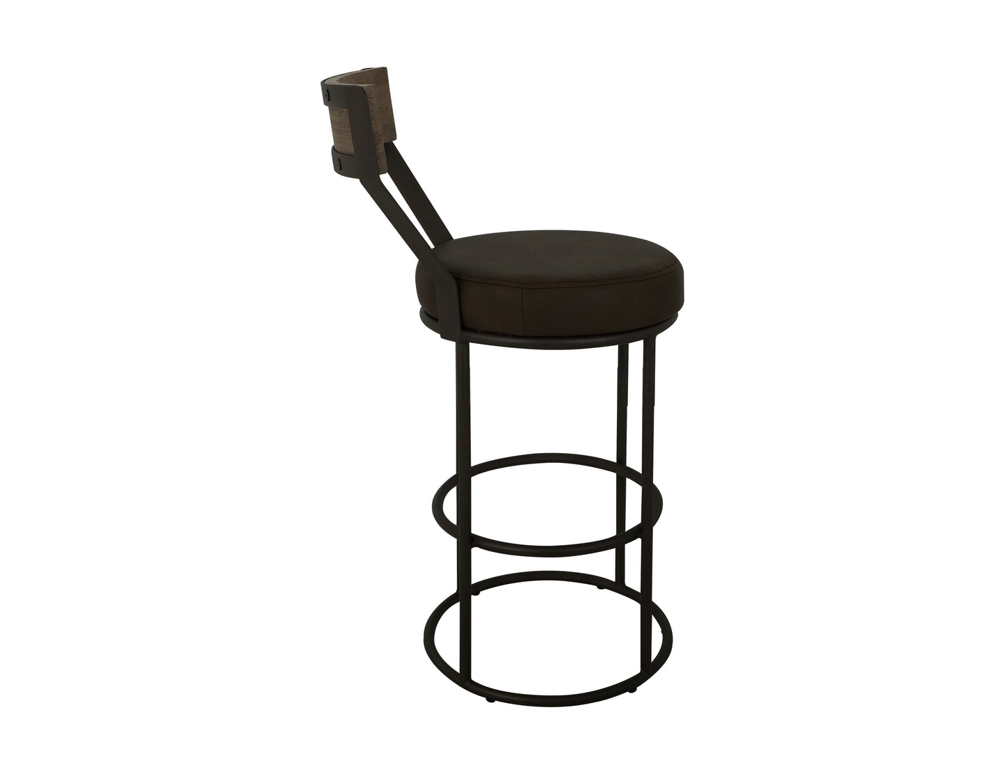 Upholstered Seat & Metal Frame Barstool, 24" - Dark Chocolate