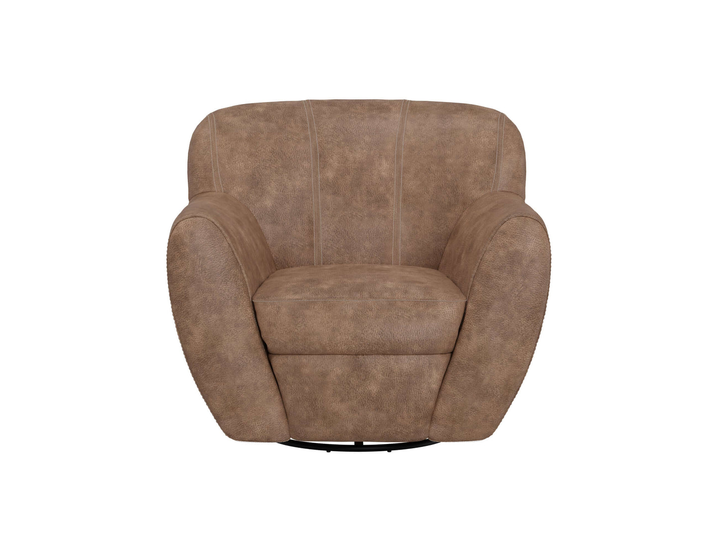 Wooden Frame & Metal Base, 360 Degree Swivel Accent Chair - Chocolate Brown