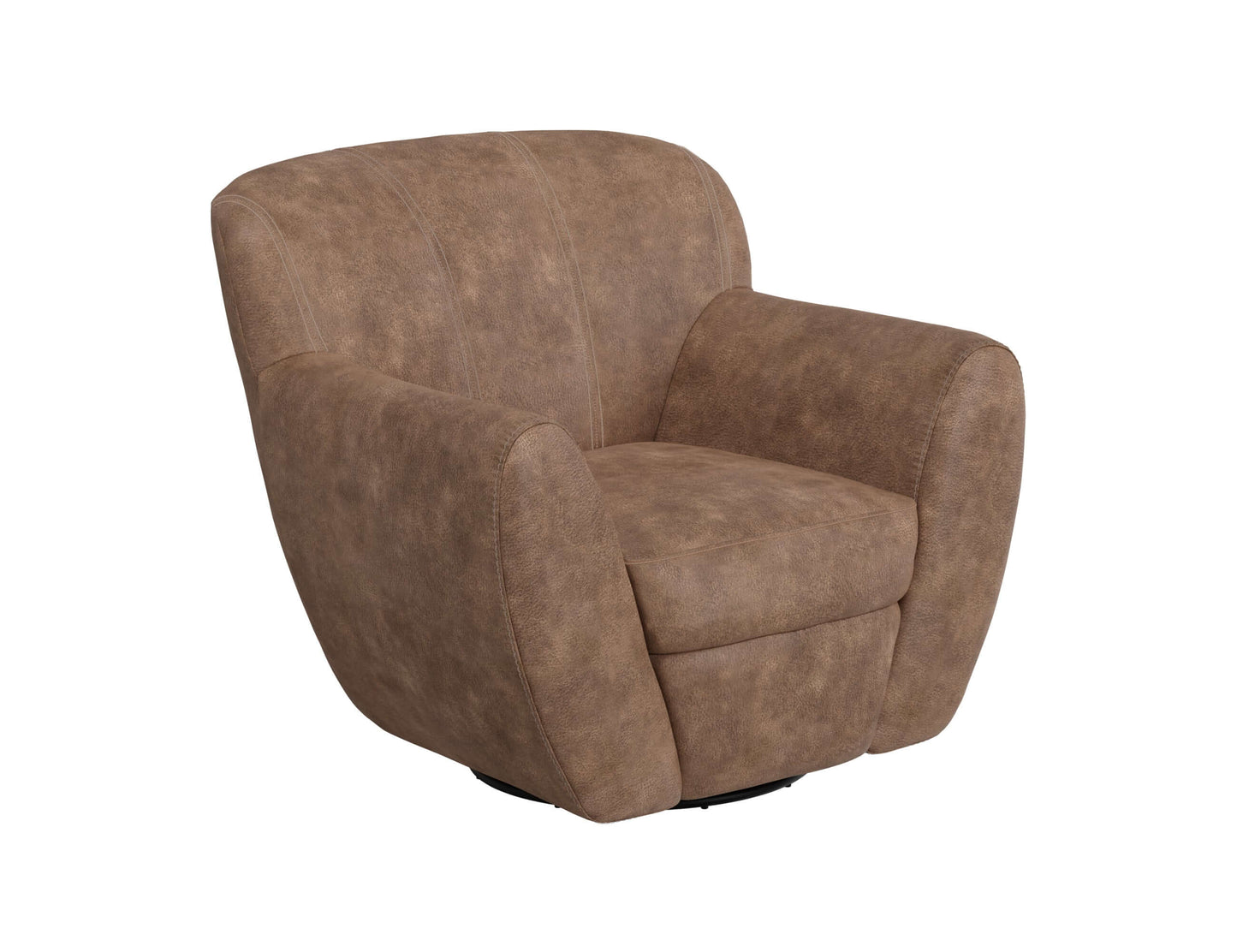 Wooden Frame & Metal Base, 360 Degree Swivel Accent Chair - Chocolate Brown