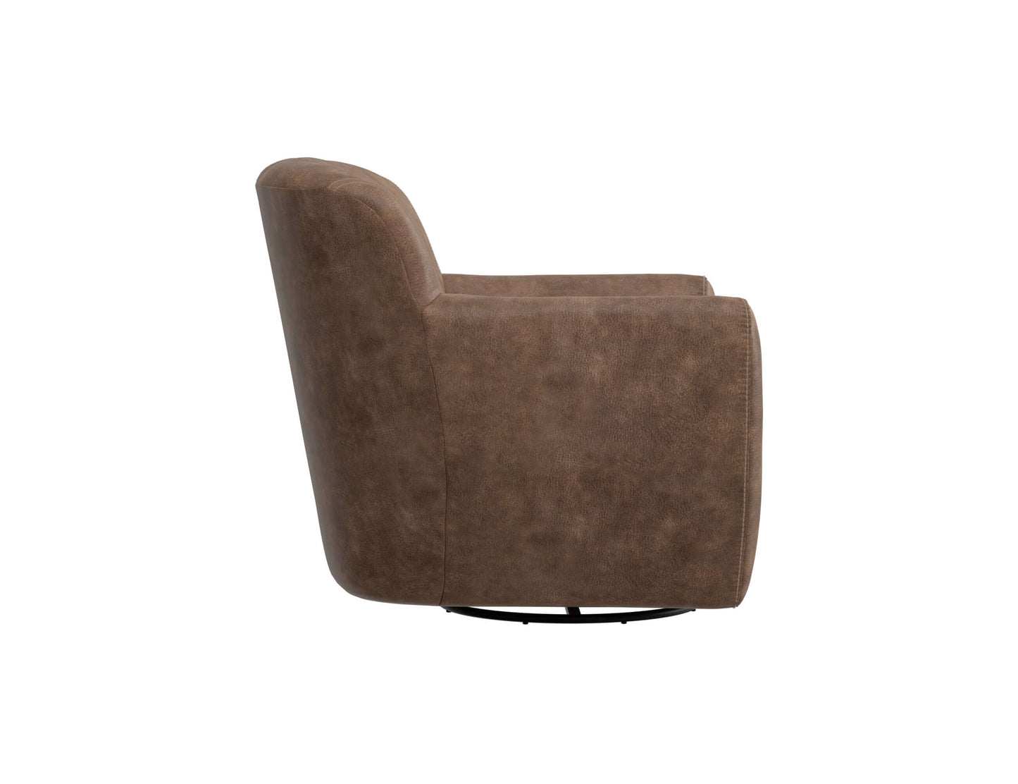 Wooden Frame & Metal Base, 360 Degree Swivel Accent Chair - Chocolate Brown