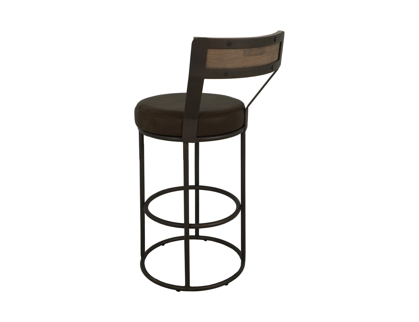 Upholstered Seat & Metal Frame Barstool, 24" - Dark Chocolate