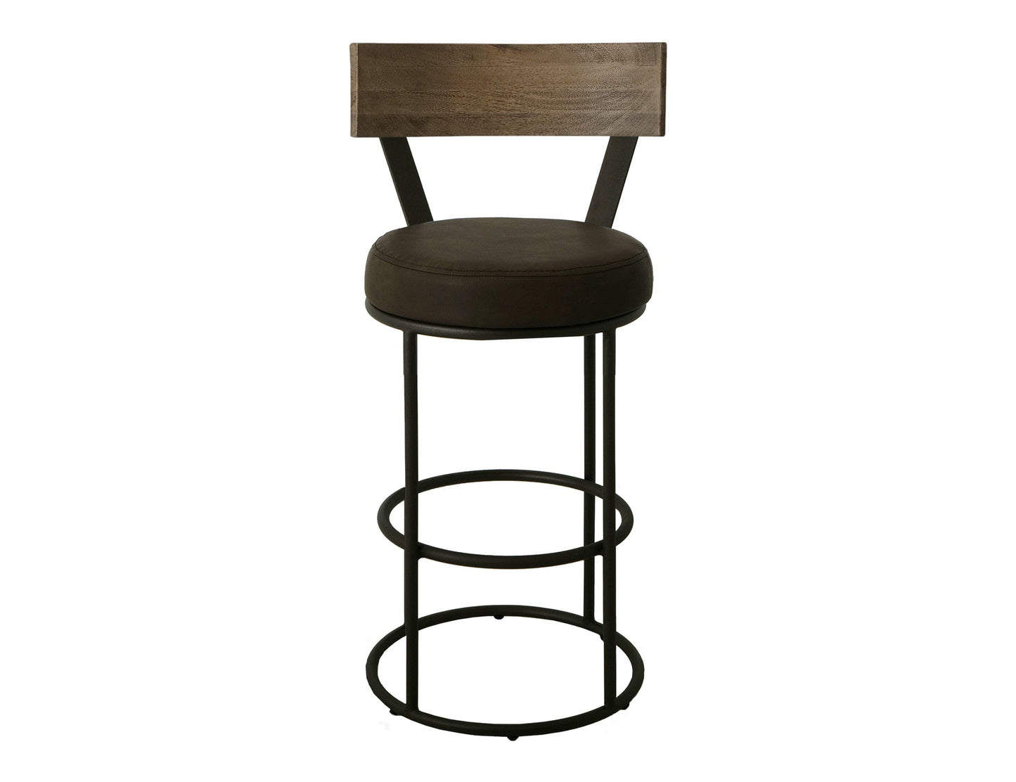 Upholstered Seat & Metal Frame Barstool, 24" - Dark Chocolate