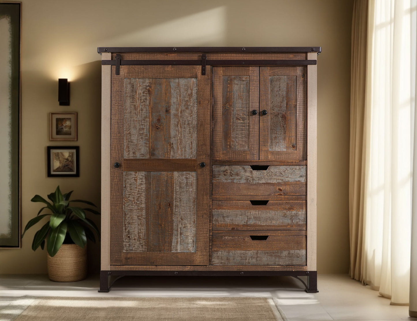 3 Drawer 1 Sliding Door 2 Door Gentleman's Chest - Multicolor
