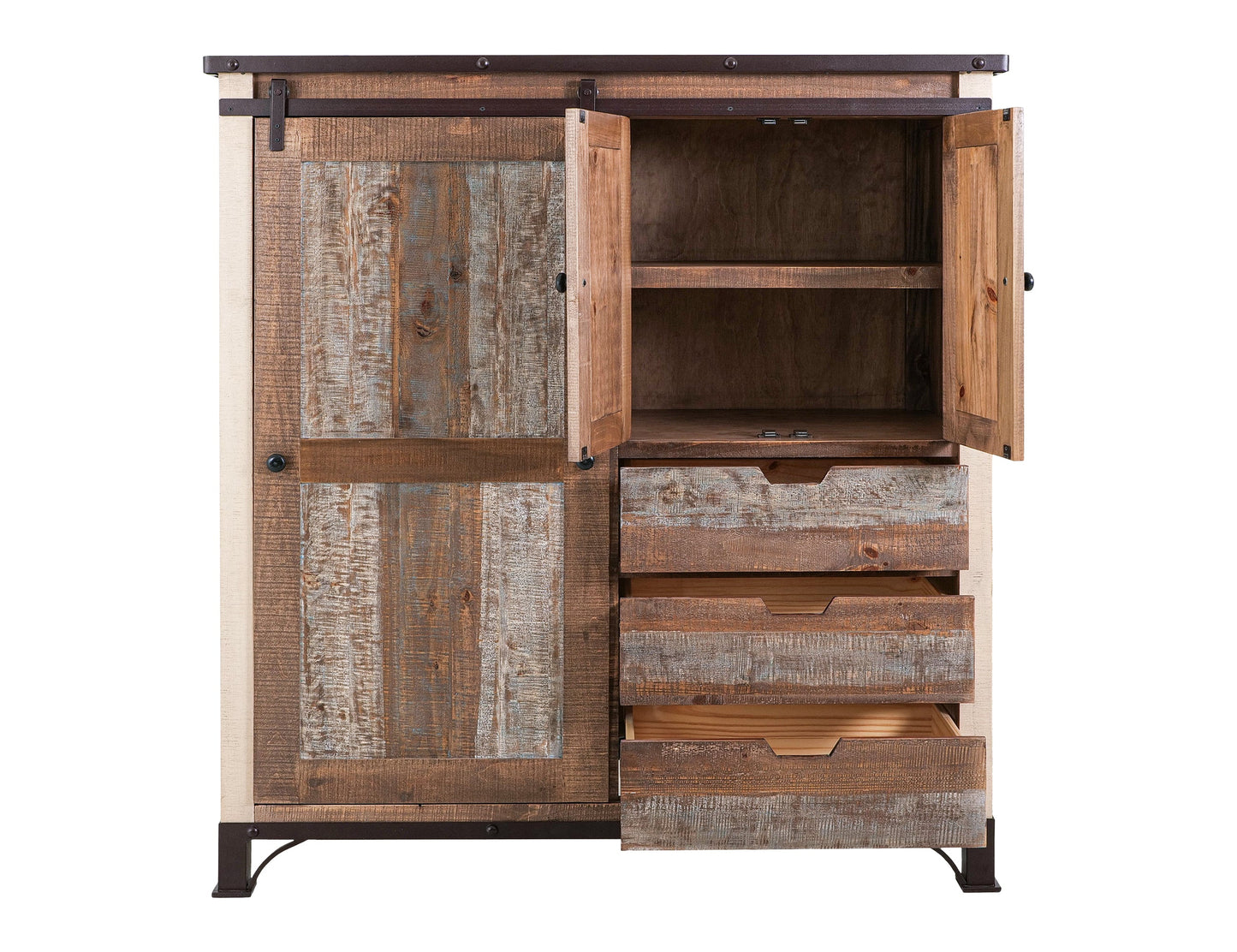 3 Drawer 1 Sliding Door 2 Door Gentleman's Chest - Multicolor