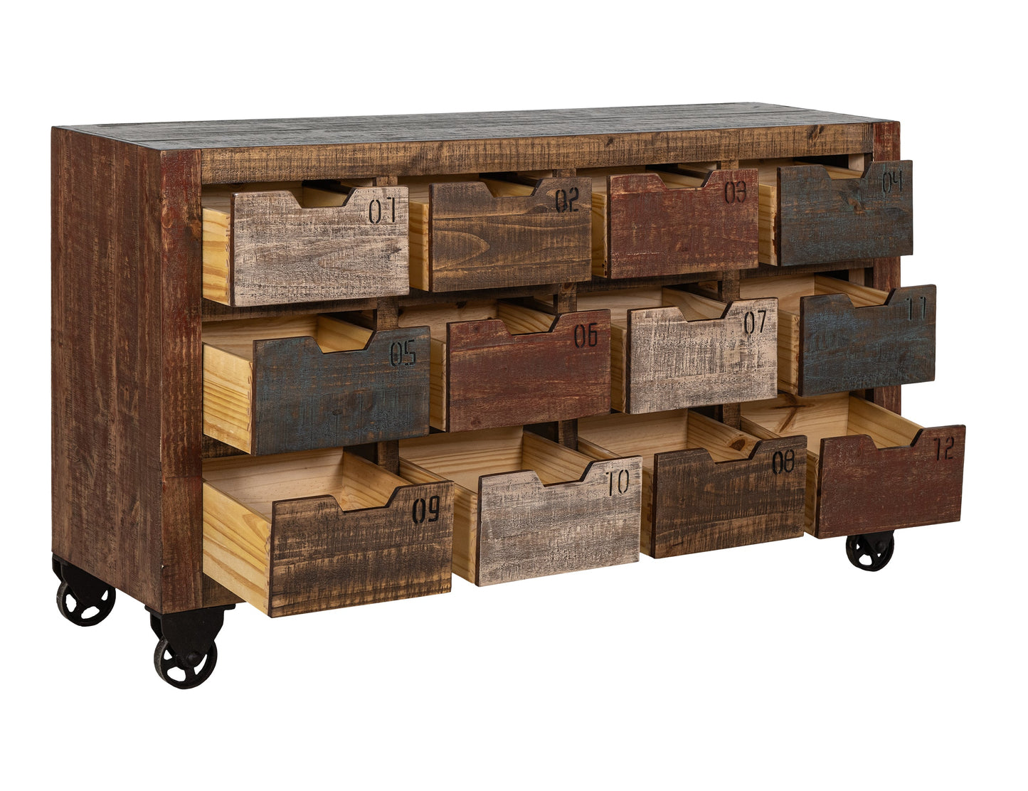 12 Numbered Drawer Console - Multicolor