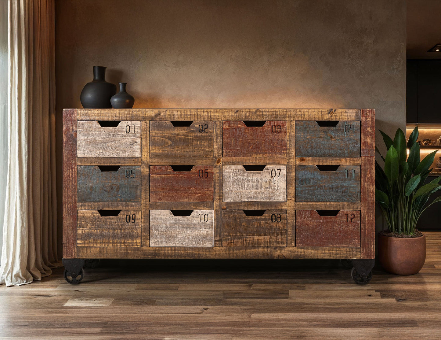 12 Numbered Drawer Console - Multicolor