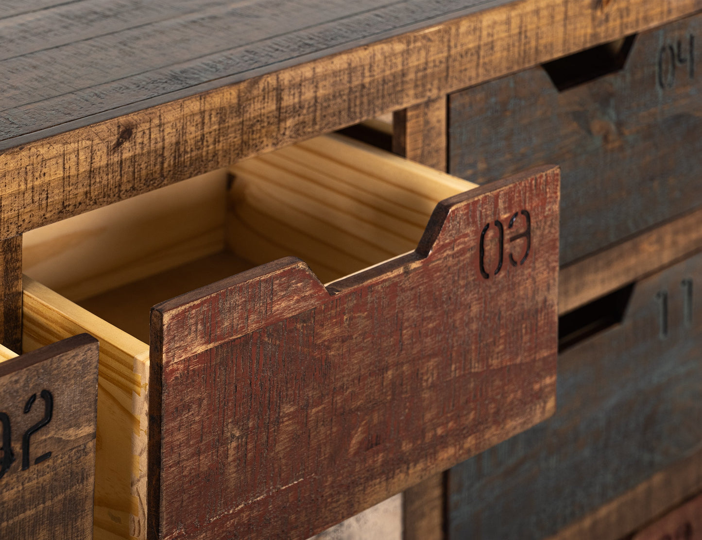 12 Numbered Drawer Console - Multicolor