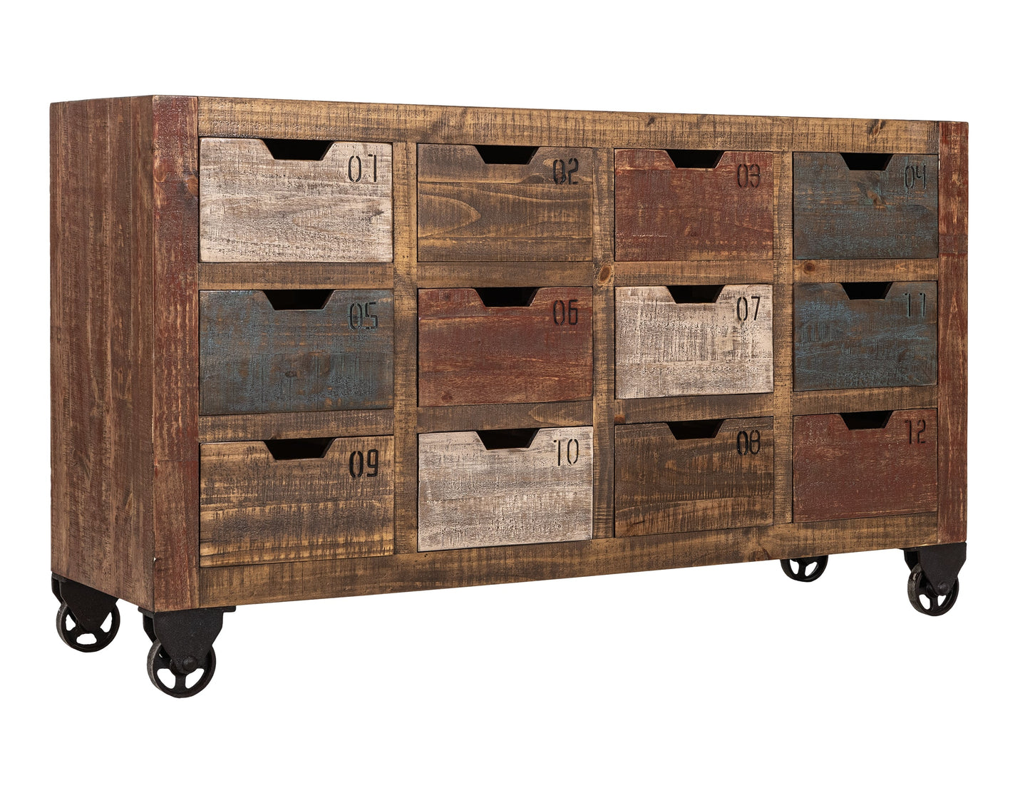 12 Numbered Drawer Console - Multicolor