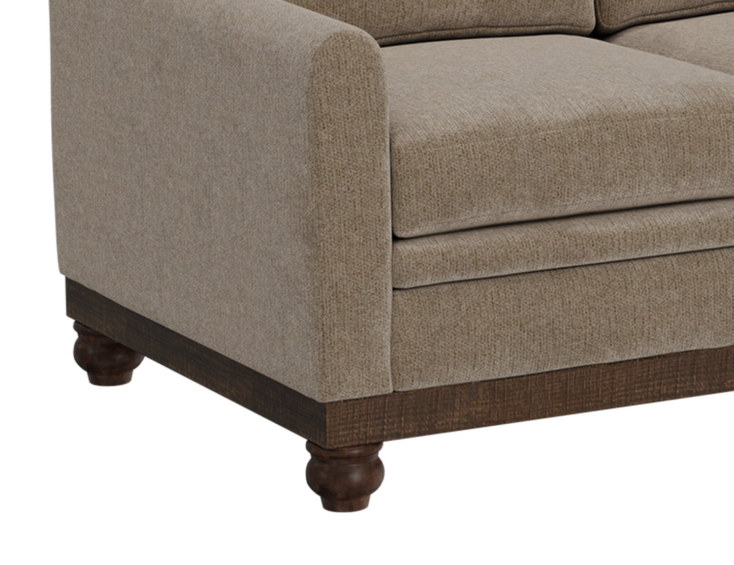 Wooden Frame & Base, Sofa - Brown Camel