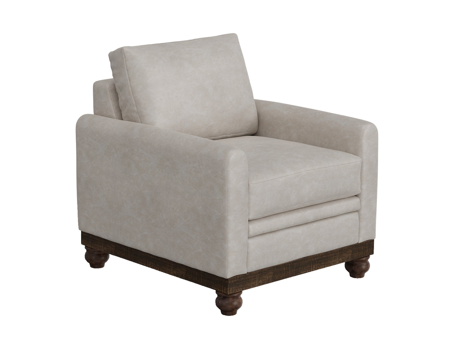 Wooden Frame & Base, Armchair - Ivory
