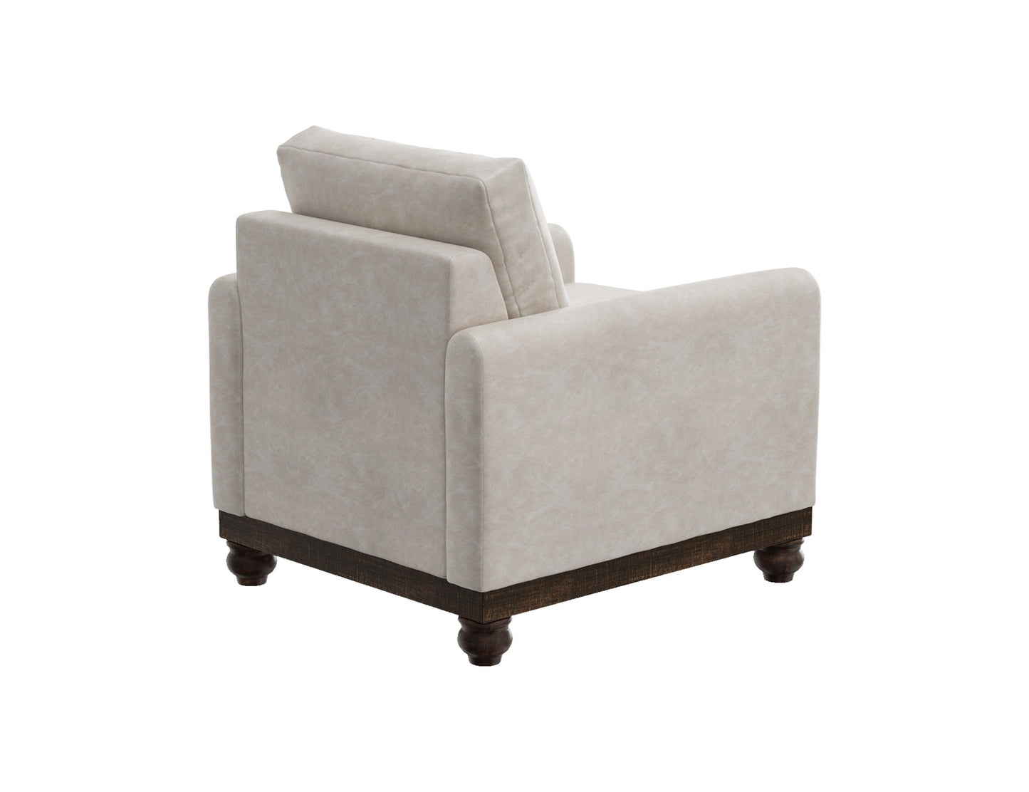 Wooden Frame & Base, Armchair - Ivory