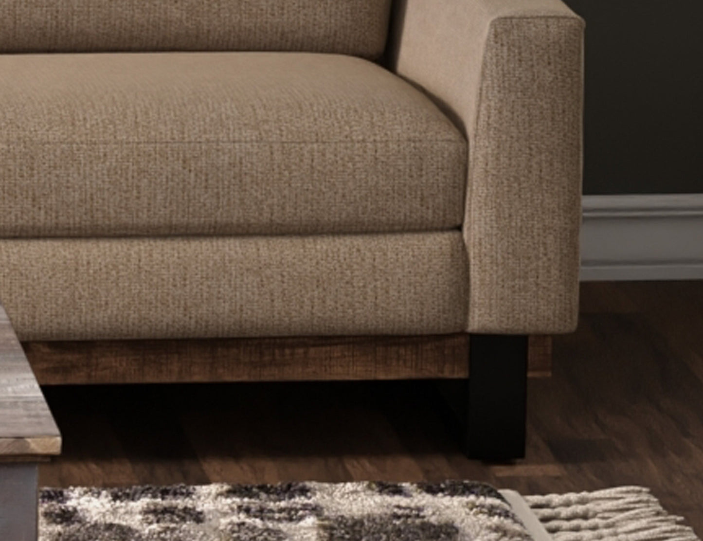 Metal & Wood Base, Sofa - Brown Camel