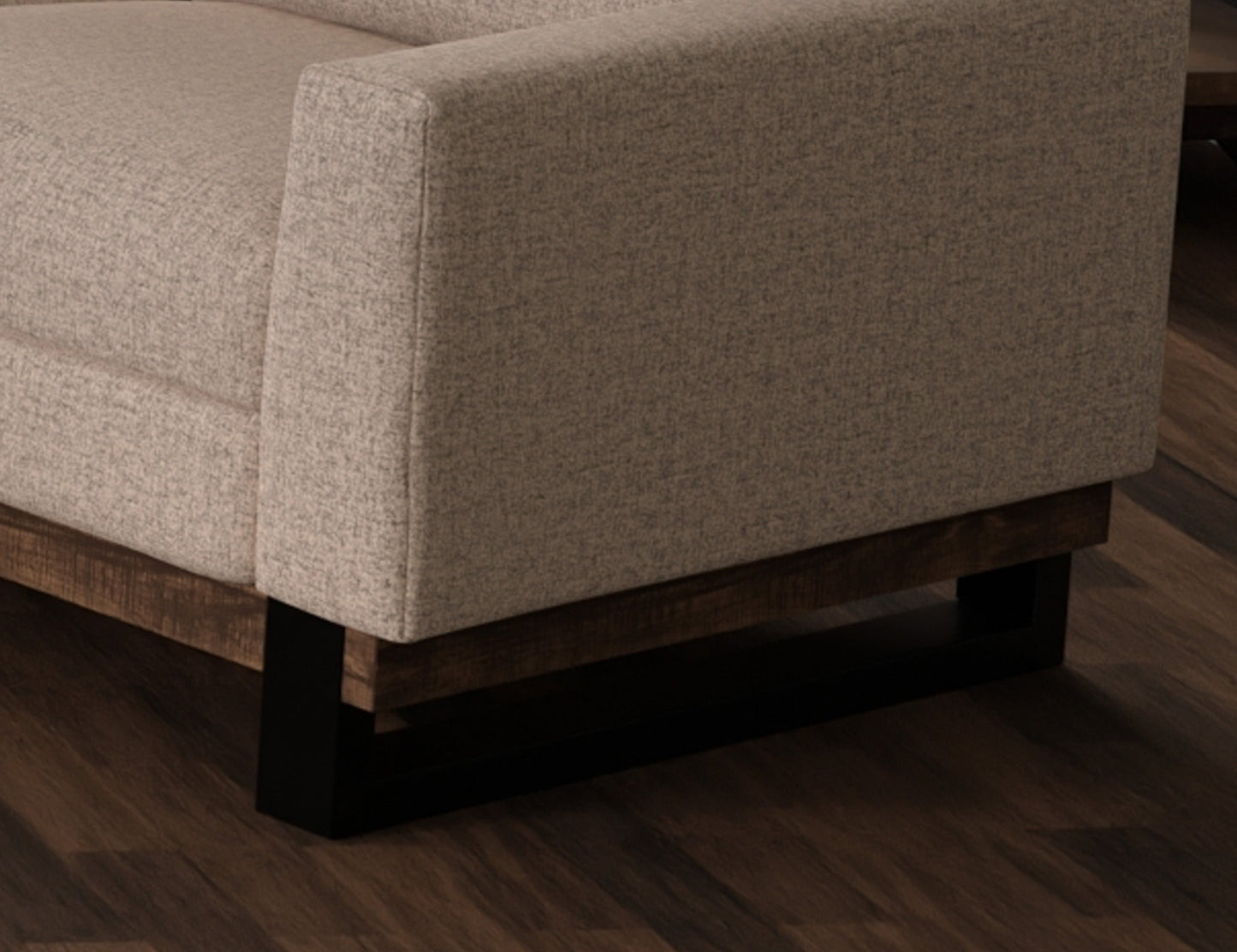 Metal & Wood Base, Sofa - Capuccino Brown