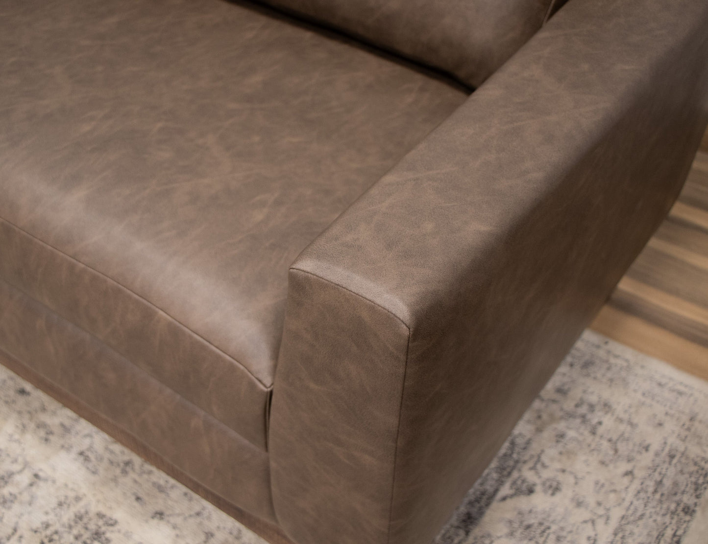Metal & Wood Base, Sofa - Chocolate Brown