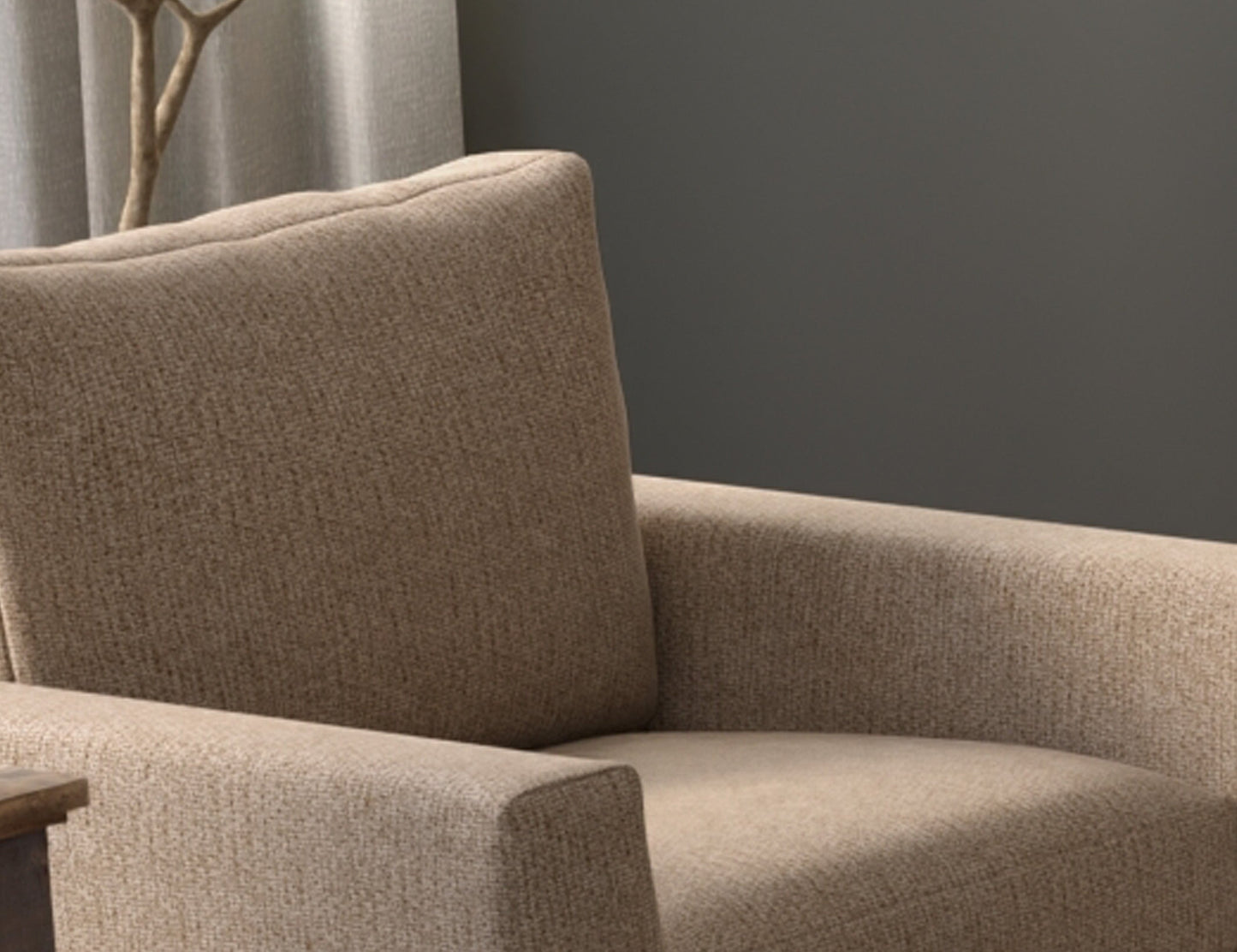 Metal & Wood Base, Sofa - Brown Camel
