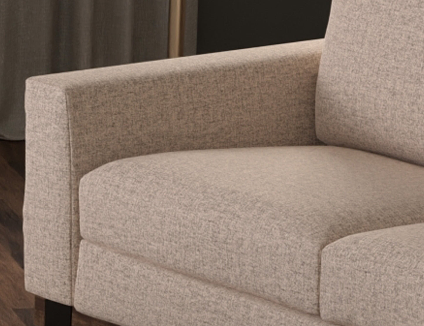 Metal & Wood Base, Sofa - Capuccino Brown
