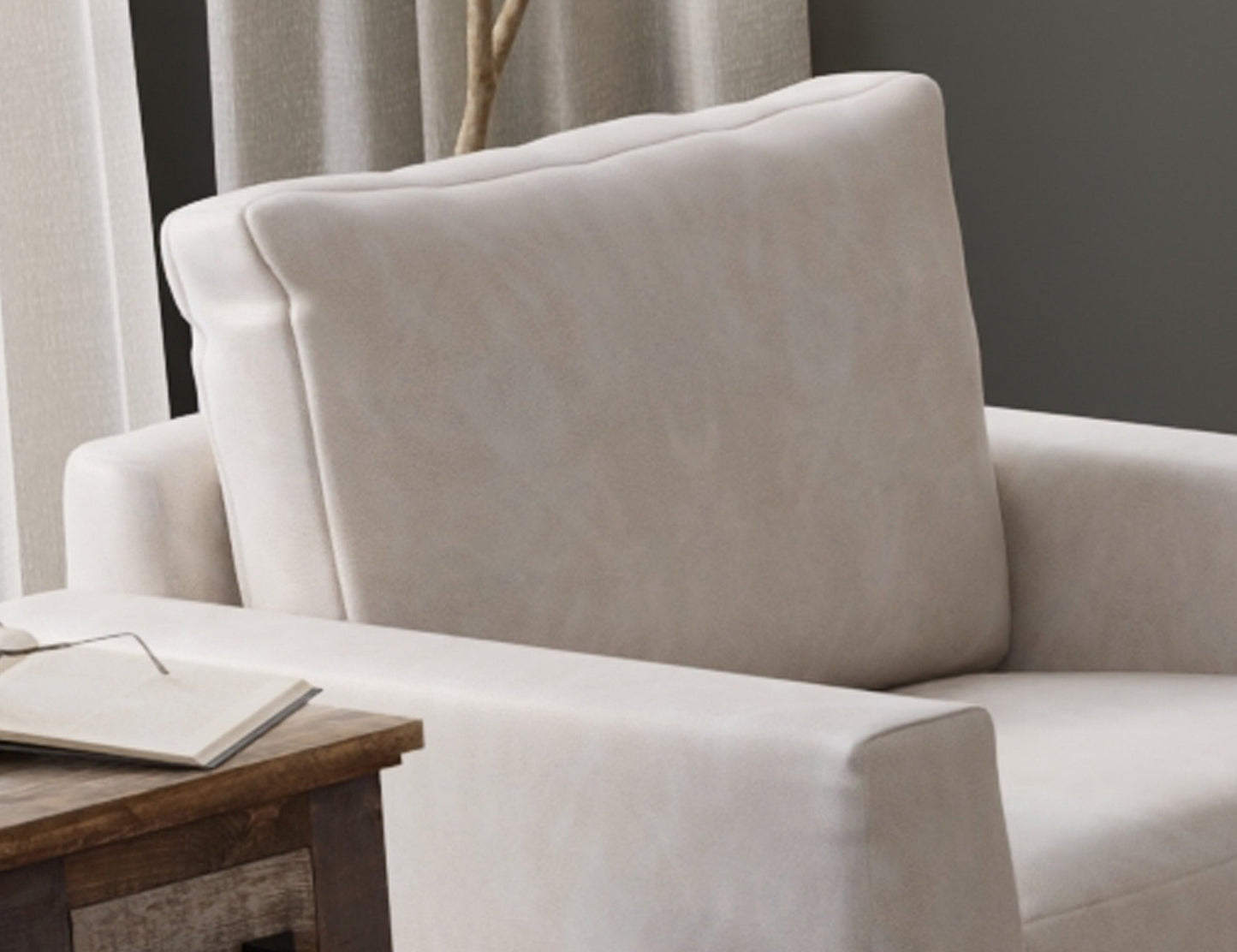 Metal & Wood Base, Sofa - Ivory