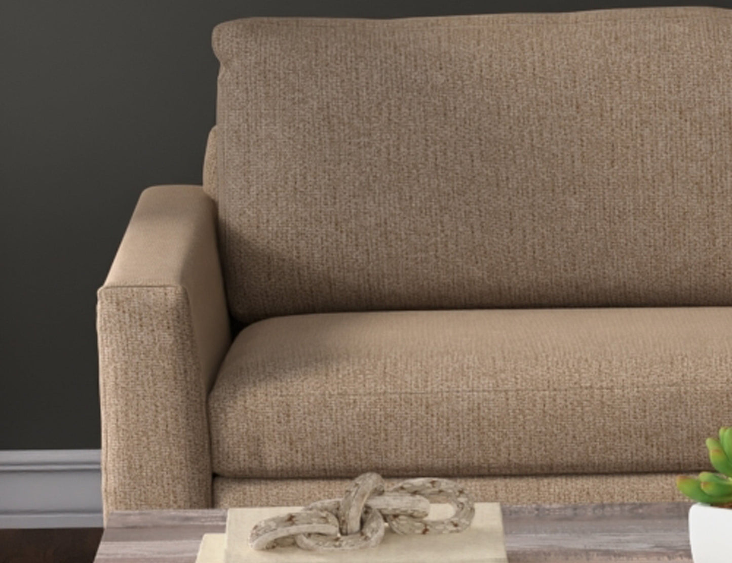 Metal & Wood Base, Sofa - Brown Camel