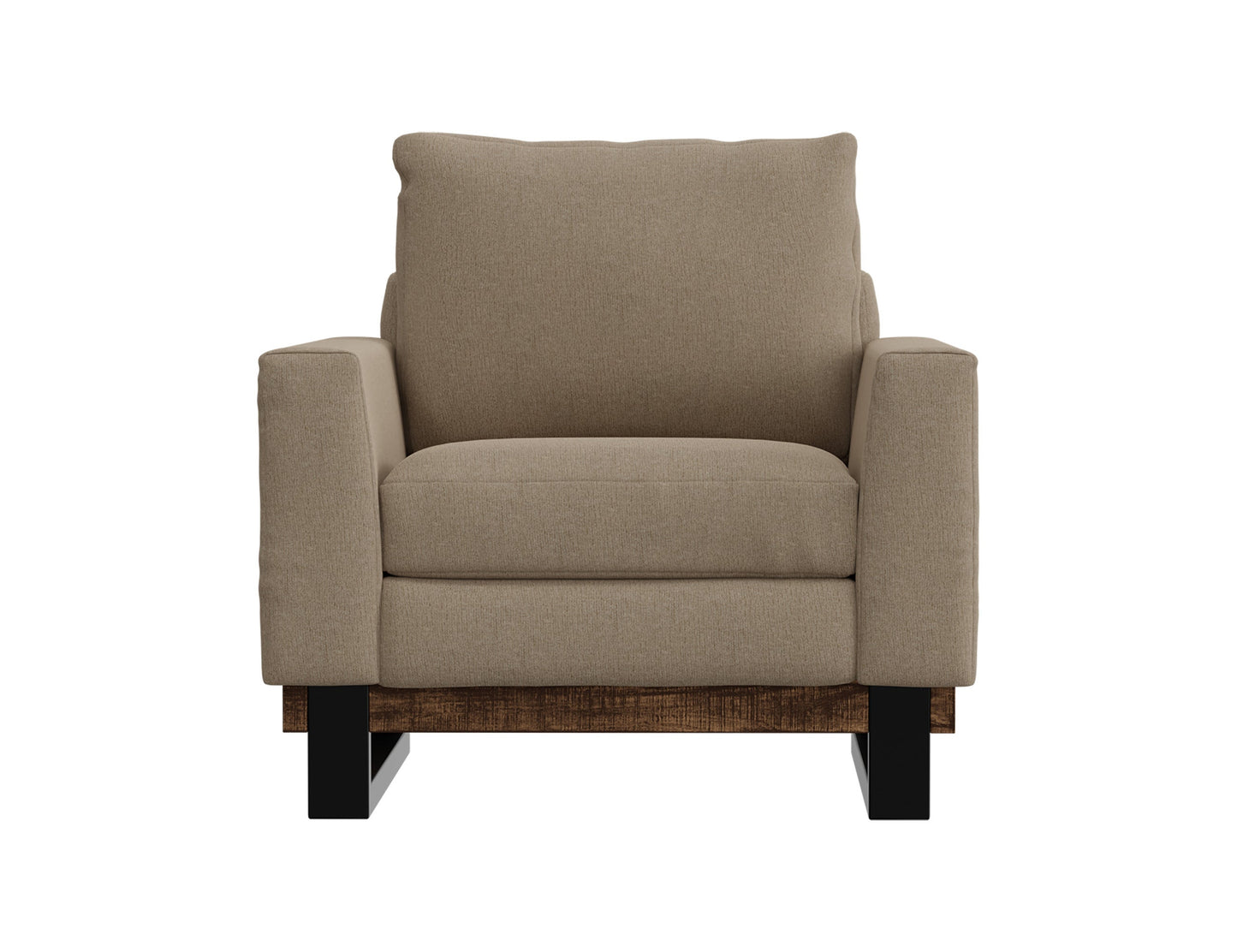 Metal & Wood Base, Armchair - Brown Camel