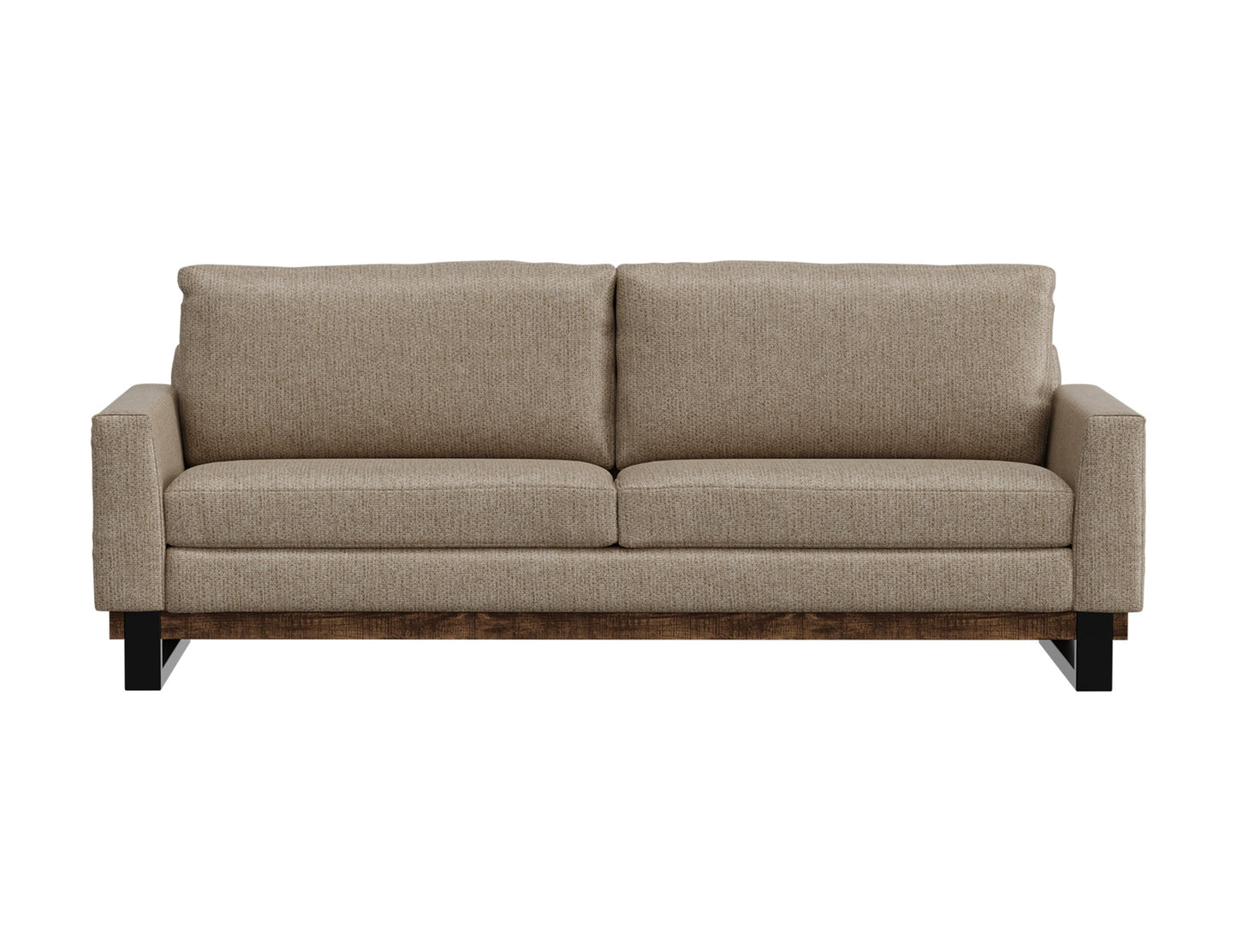 Metal & Wood Base, Sofa - Brown Camel