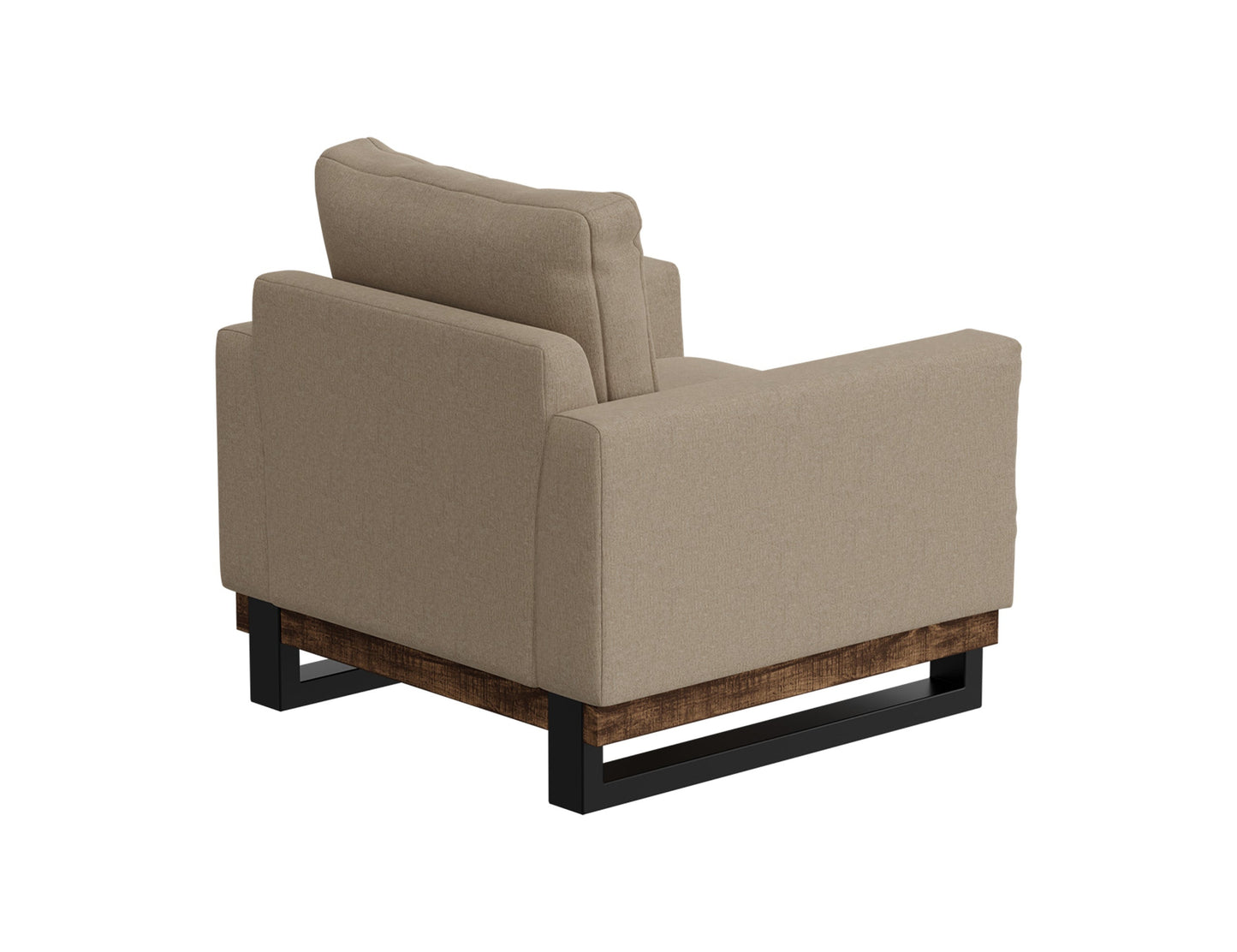 Metal & Wood Base, Armchair - Brown Camel