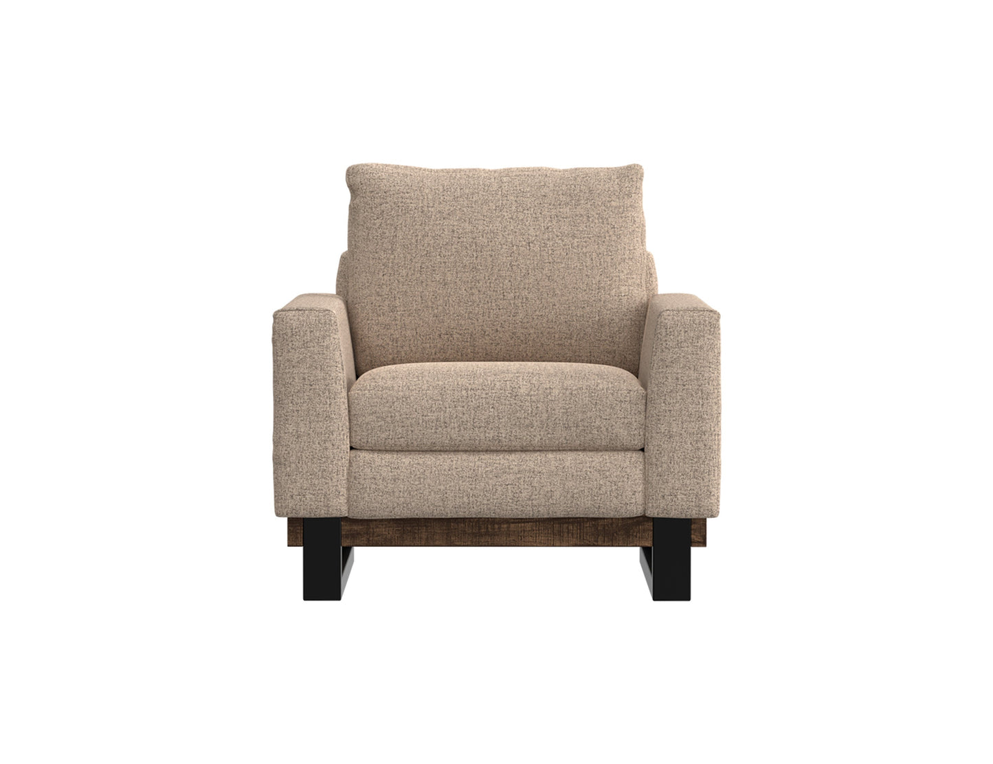 Metal & Wood Base, Armchair - Capuccino Brown