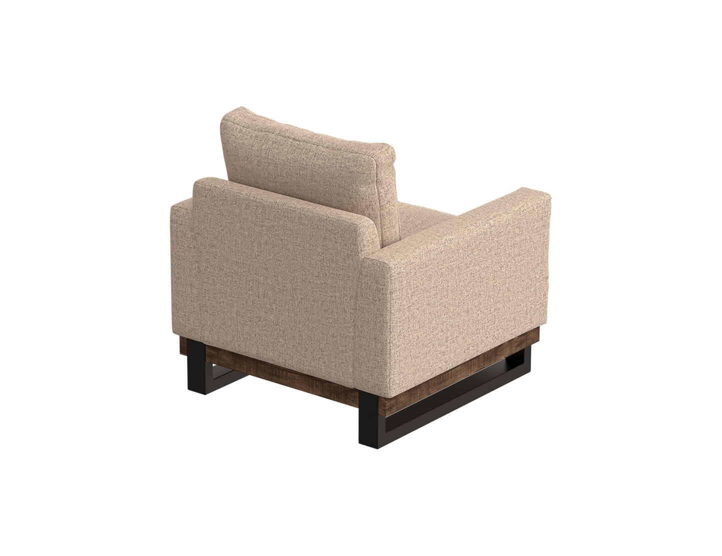 Metal & Wood Base, Armchair - Capuccino Brown