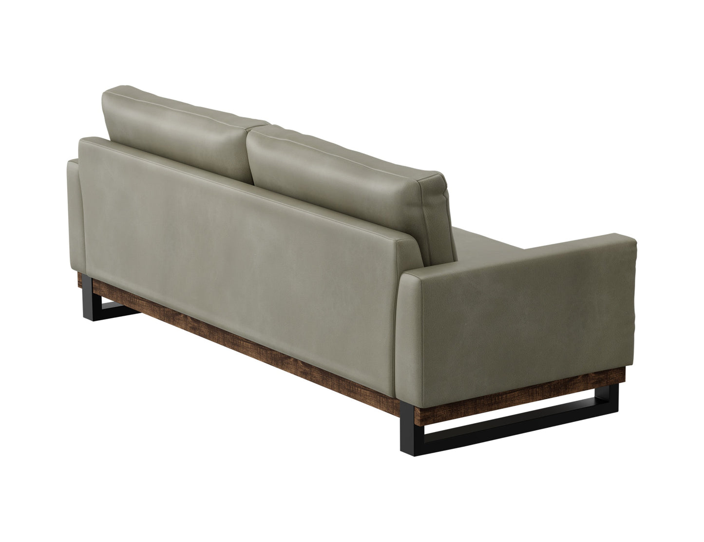 Metal & Wood Base, Sofa - Moss Green