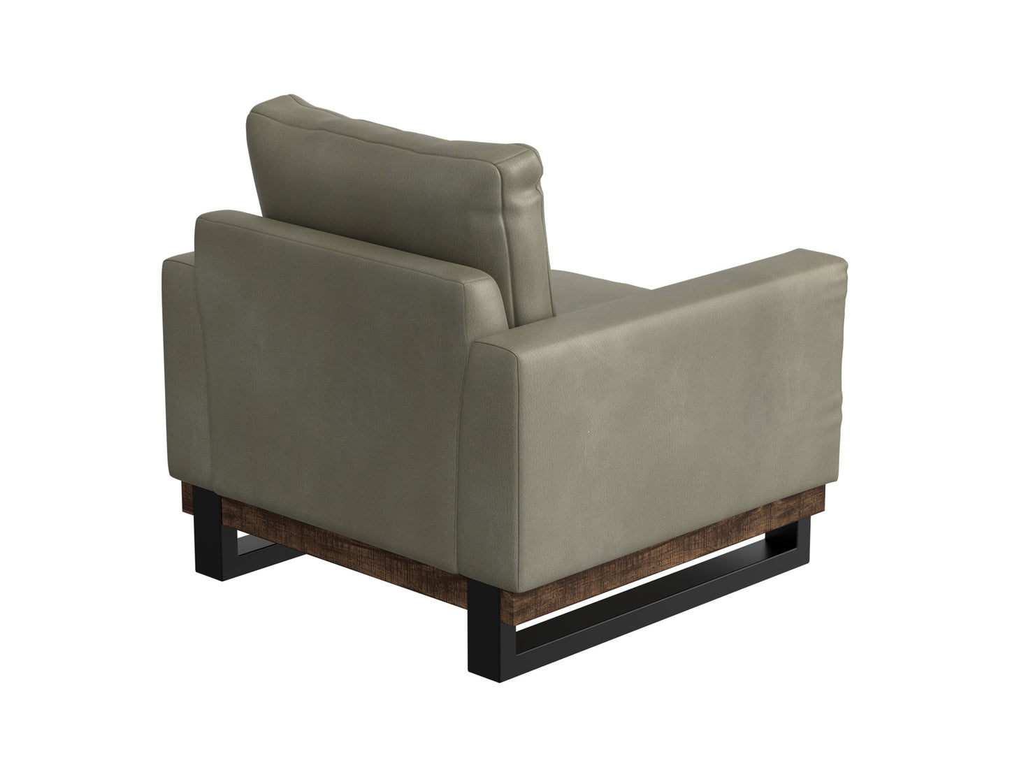 Metal & Wood Base, Armchair - Moss Green