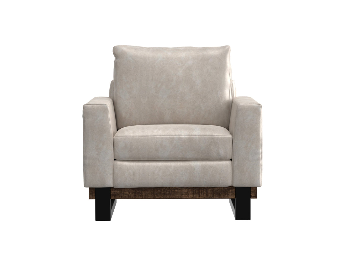 Metal & Wood Base, Armchair - Ivory