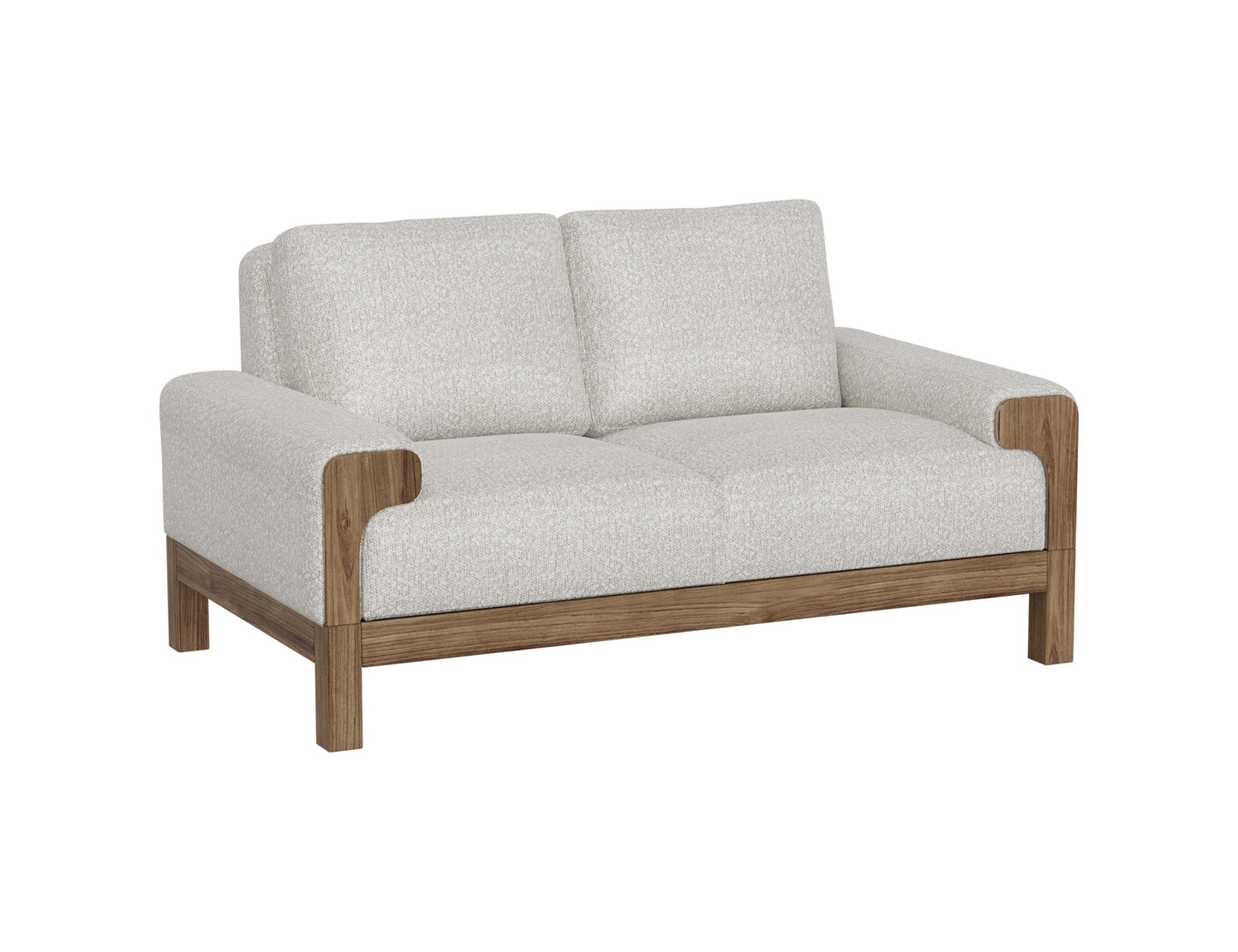 Wooden Frame & Base, Loveseat - Light Cream