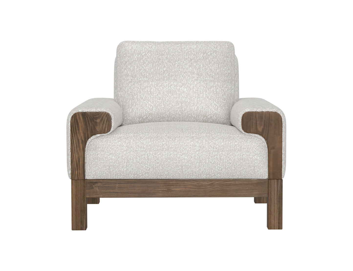 Wooden Frame & Base, Armchair - Light Cream