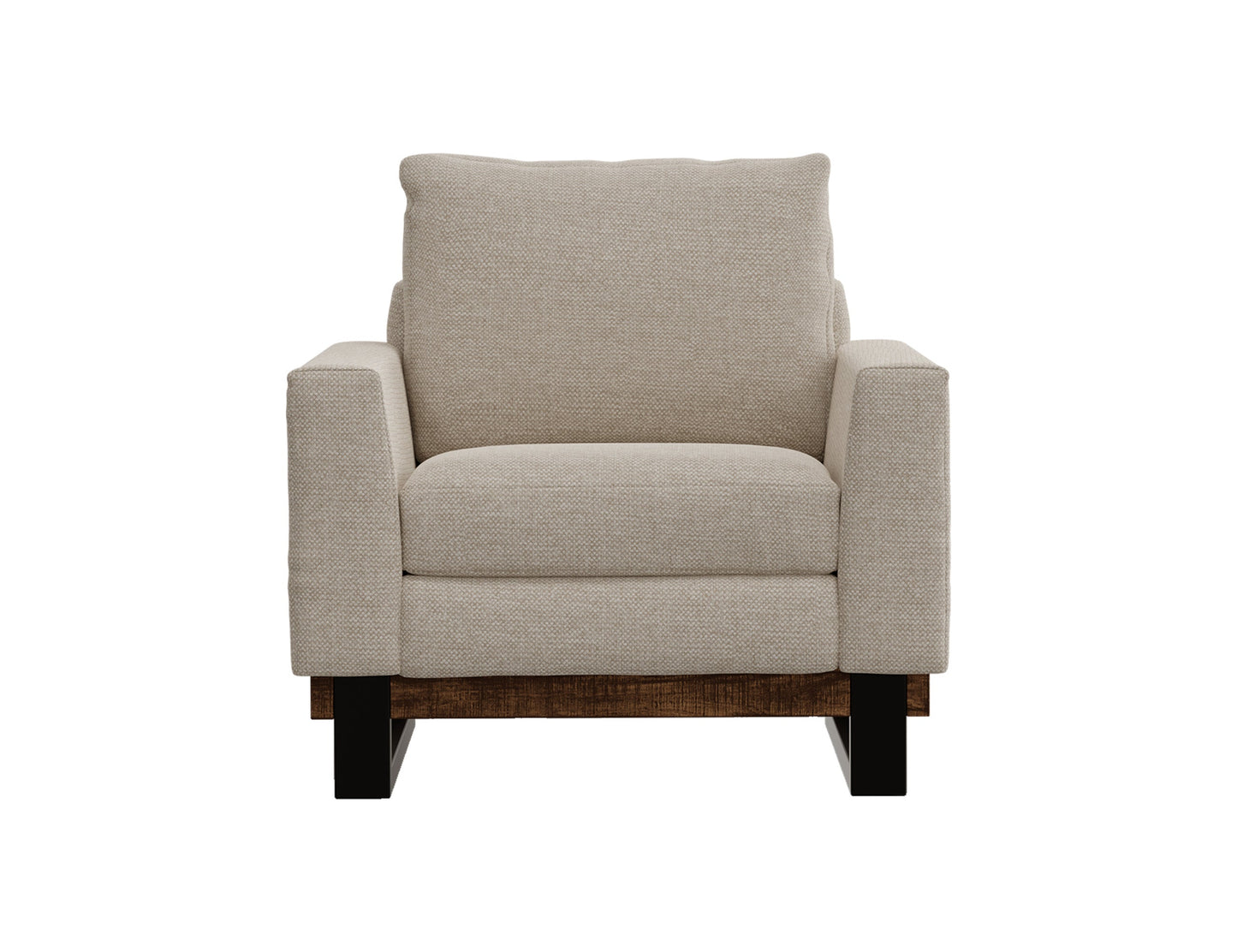 Metal & Wood Base, Armchair - Agreeable Gray