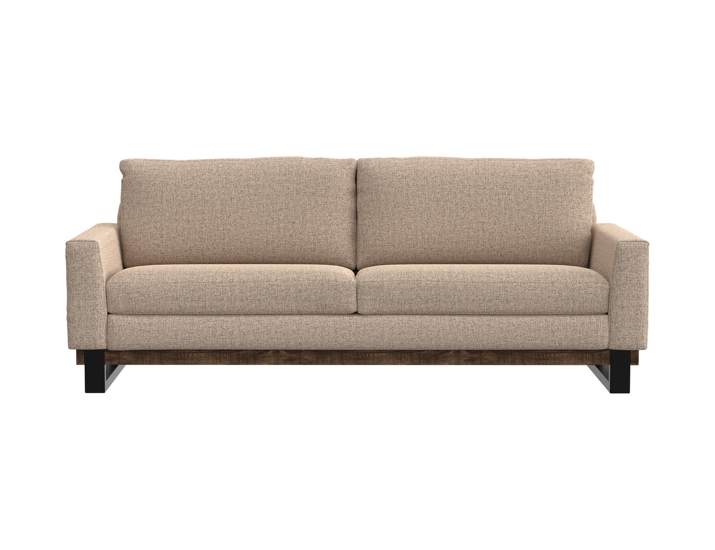 Metal & Wood Base, Sofa - Capuccino Brown