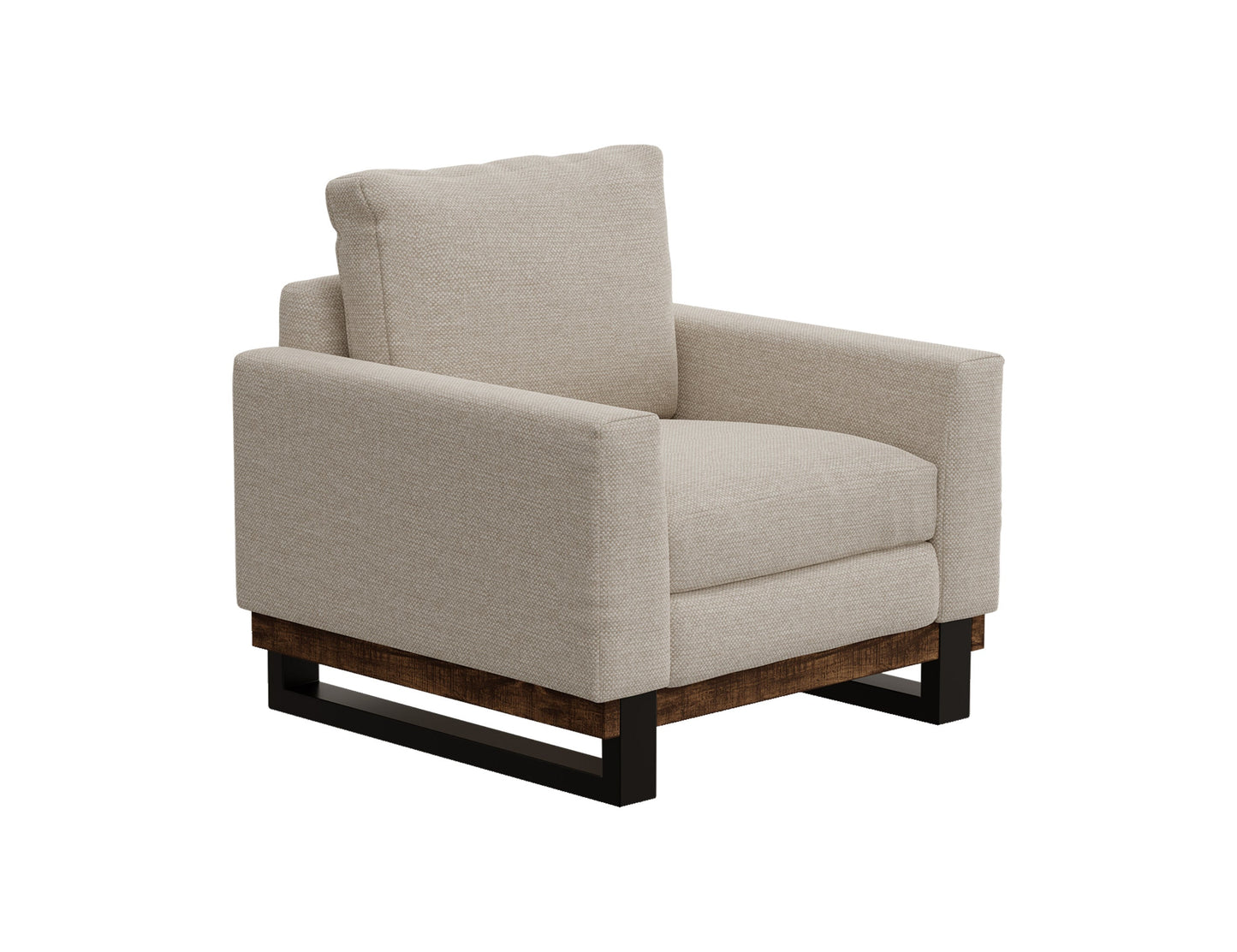 Metal & Wood Base, Armchair - Agreeable Gray