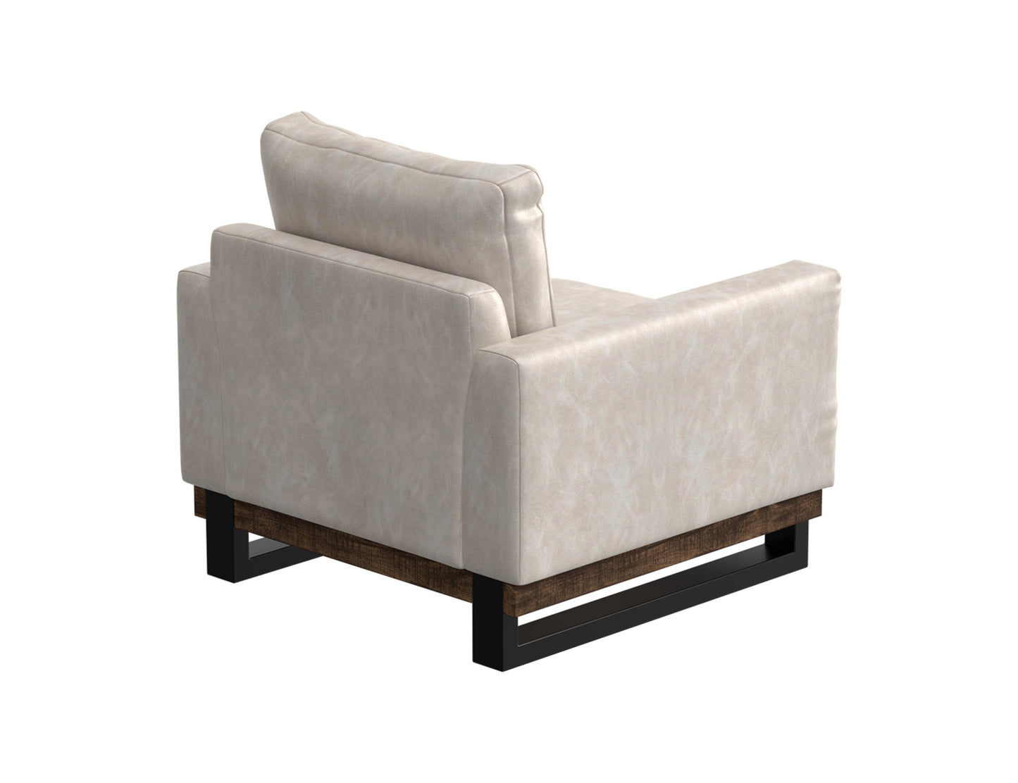 Metal & Wood Base, Armchair - Ivory