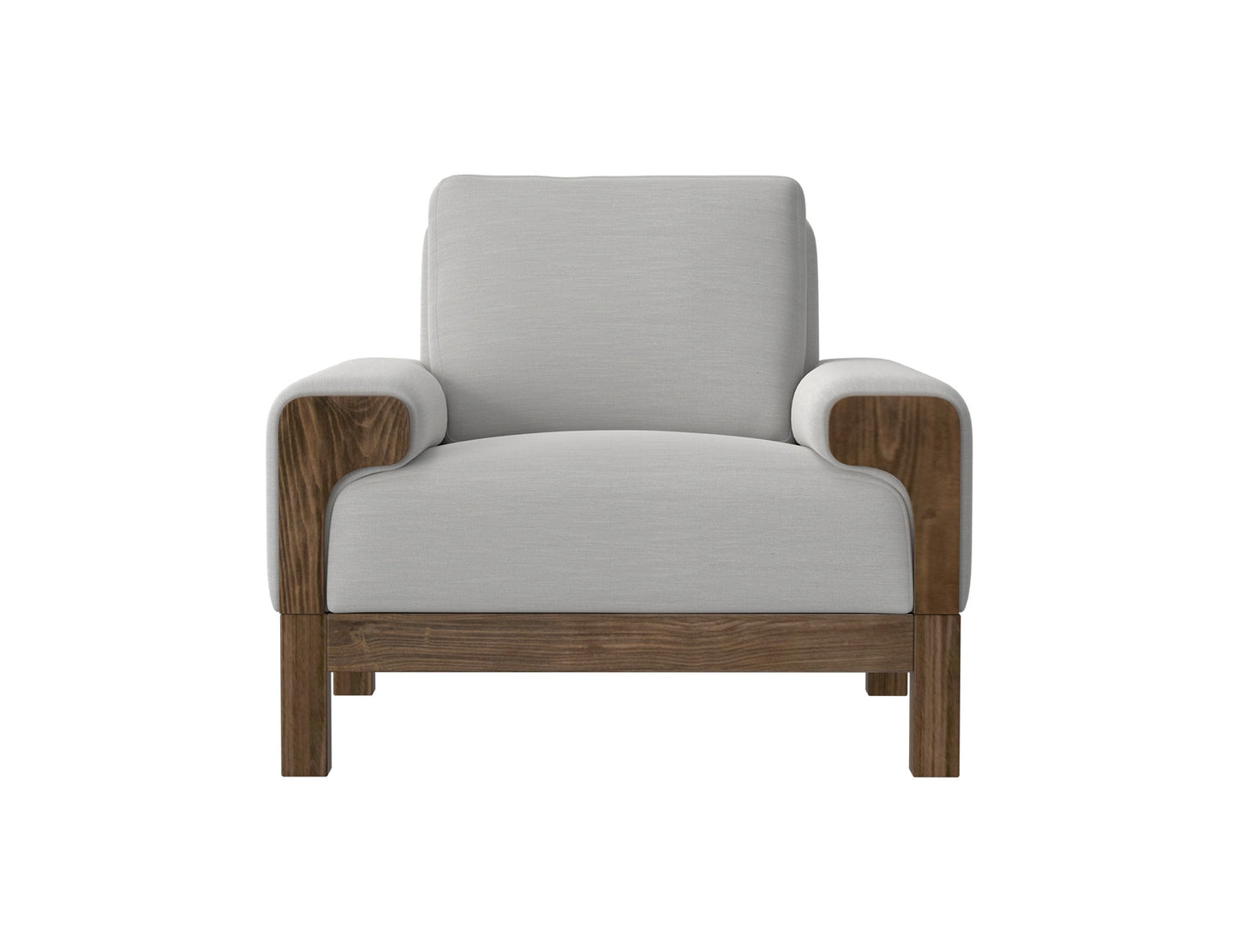 Wooden Frame & Base, Armchair - Ecru Beige