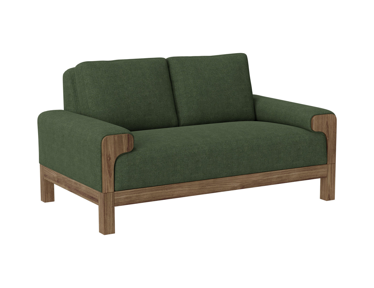 Wooden Frame & Base, Loveseat - Olive Green