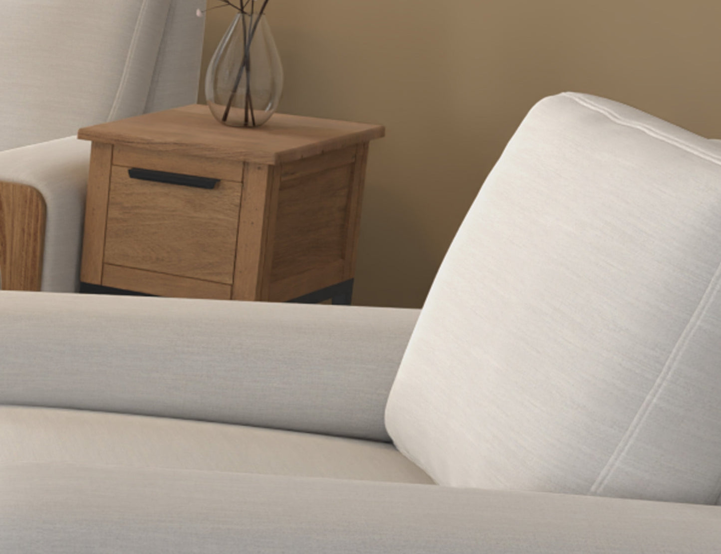 Wooden Frame & Base, Loveseat - Ecru Beige