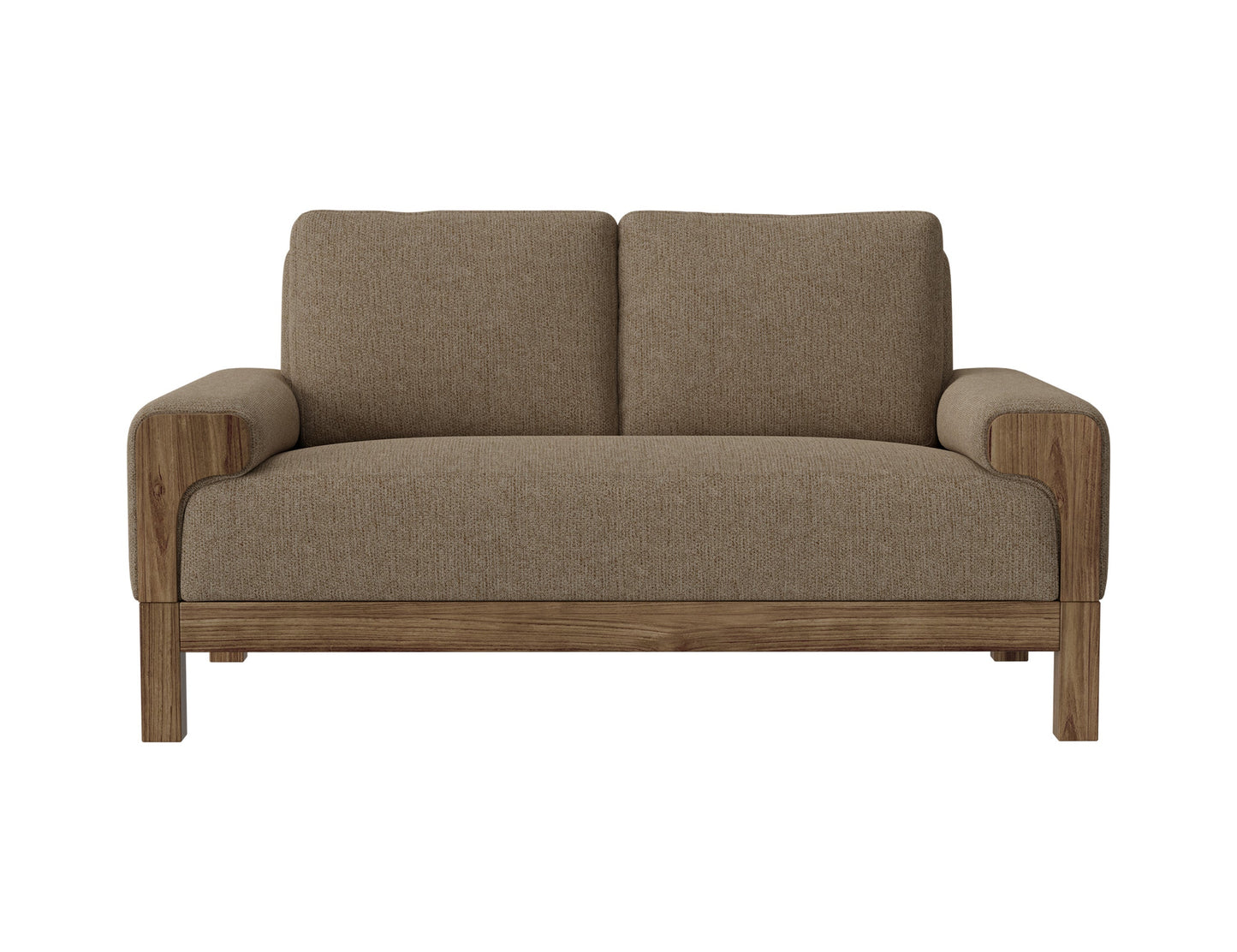Wooden Frame & Base, Loveseat - Brown Camel