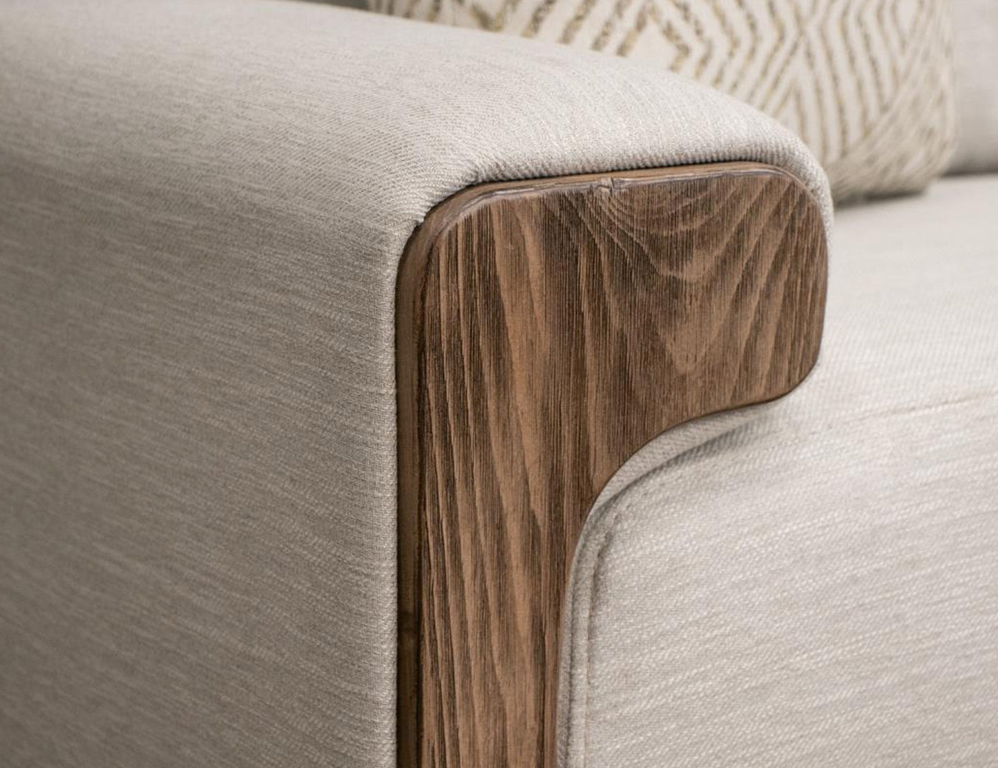 Wooden Frame & Base, Sofa - Ecru Beige