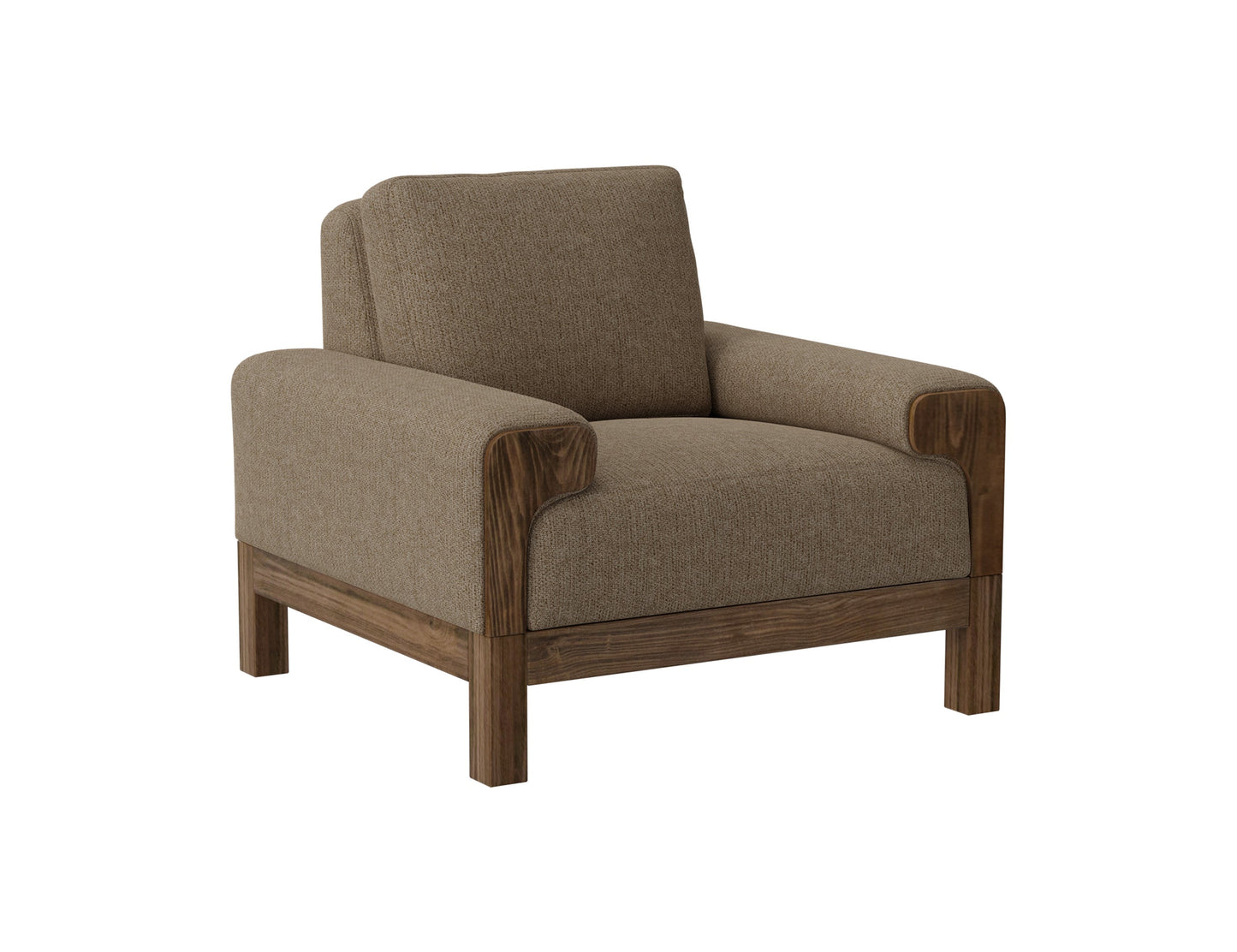 Wooden Frame & Base, Armchair - Brown Camel