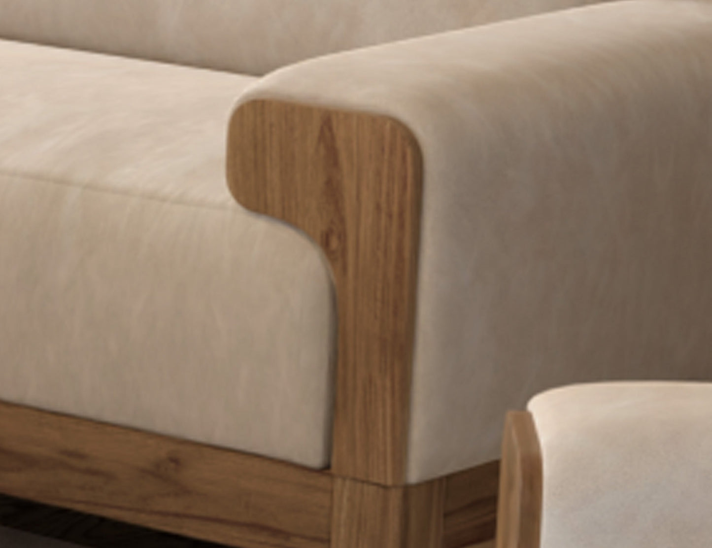 Wooden Frame & Base, Loveseat - Ivory