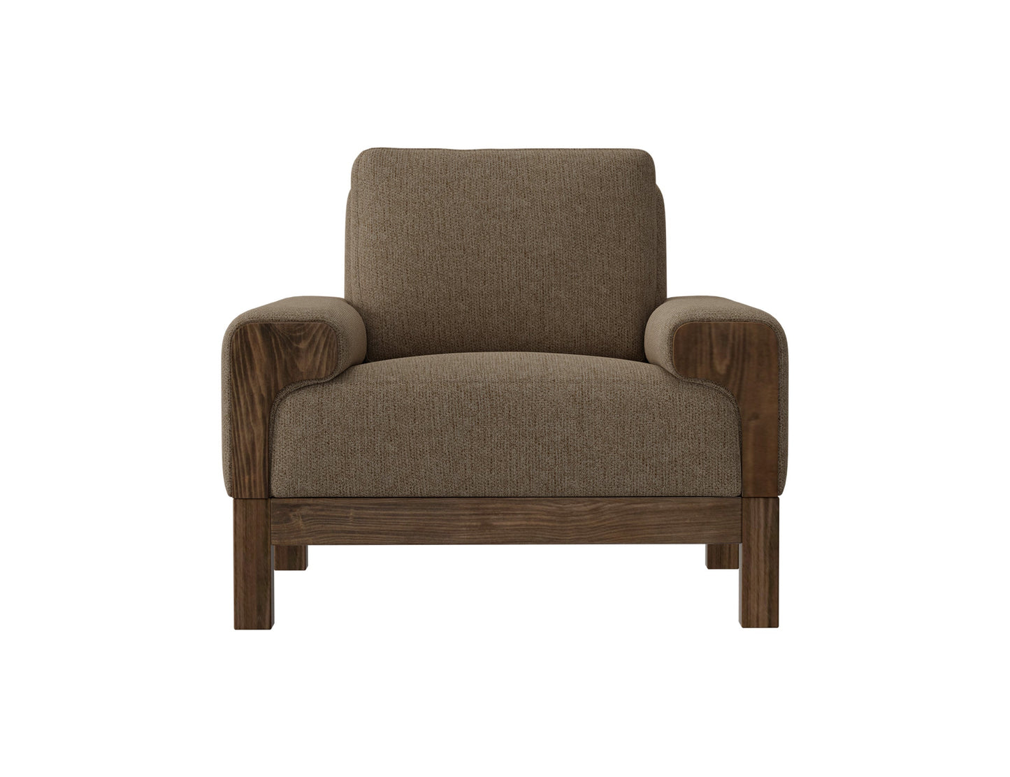 Wooden Frame & Base, Armchair - Brown Camel